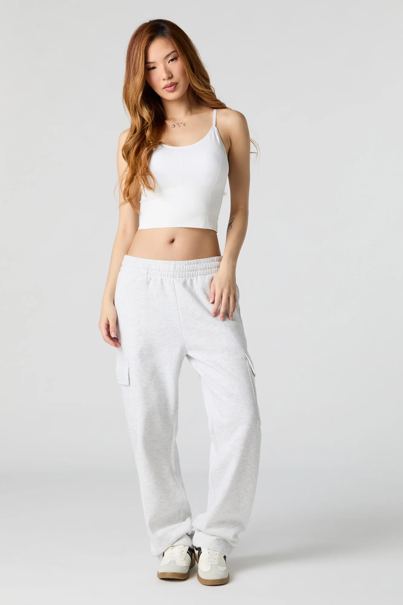 Solid Fleece Wide Leg Cargo Sweatpant - Image 13