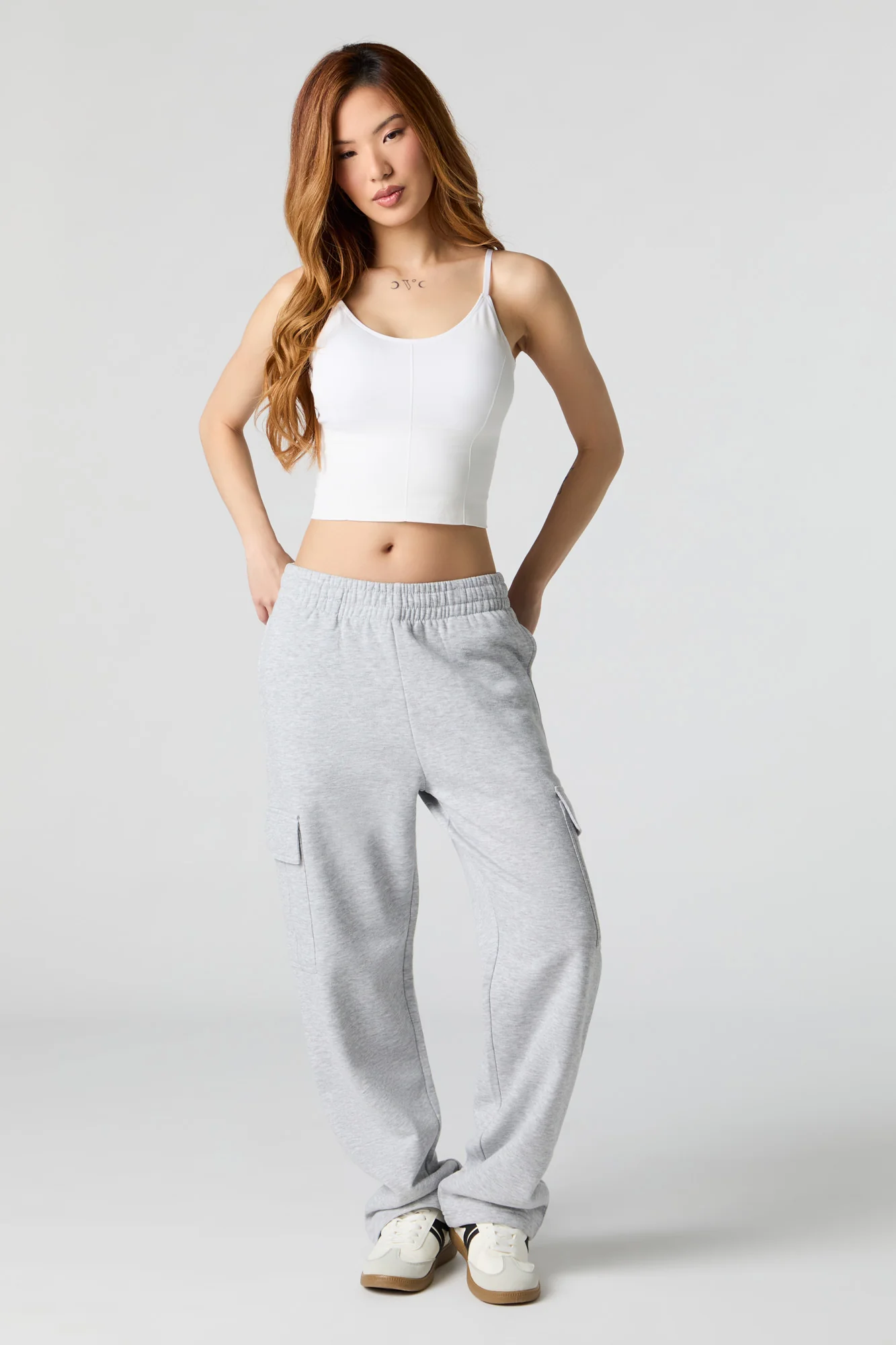Solid Fleece Wide Leg Cargo Sweatpant - Image 7