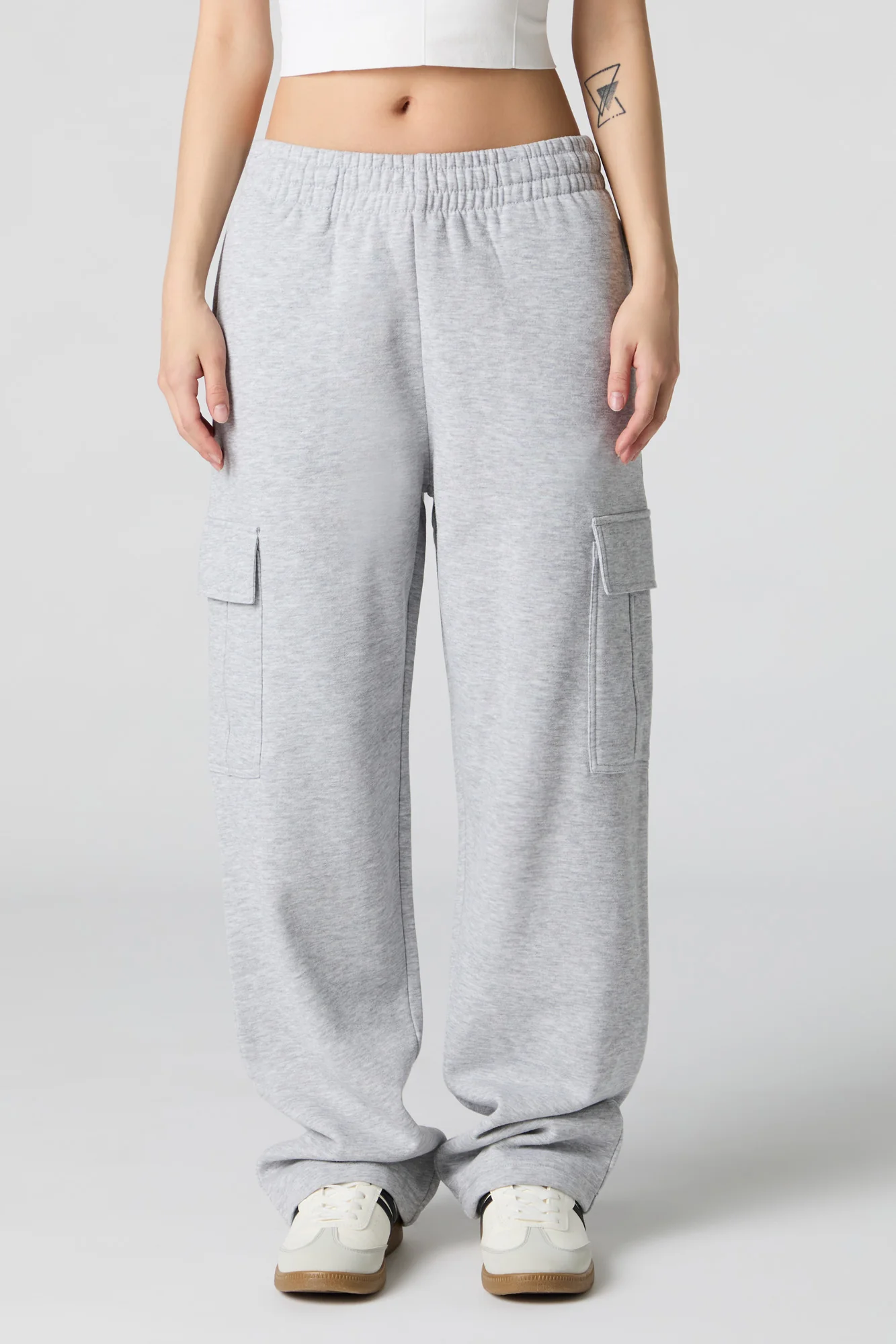 Solid Fleece Wide Leg Cargo Sweatpant - Image 8
