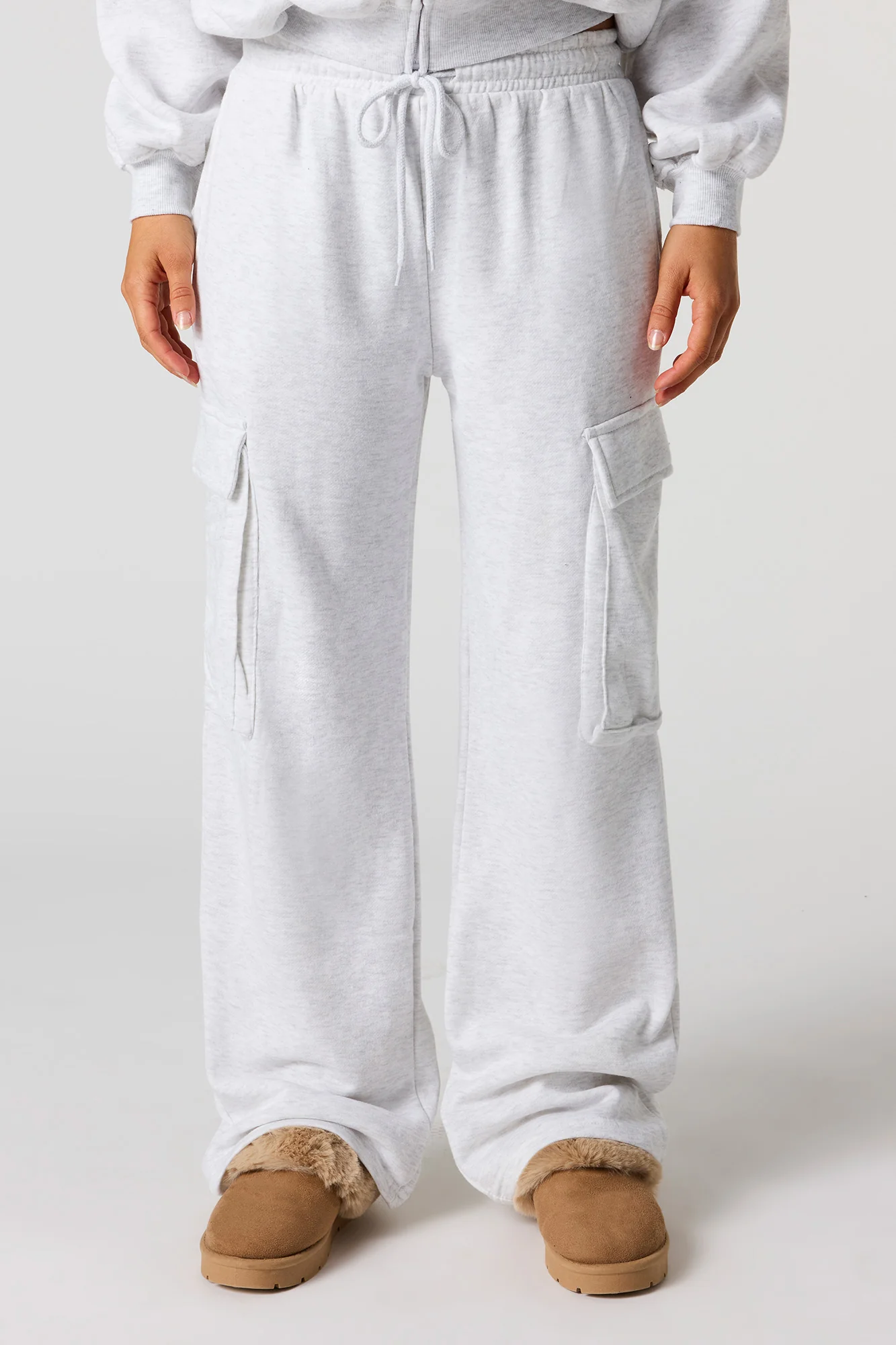 Pantalon d'entraînement cargo à jambe large en molleton - Image 2