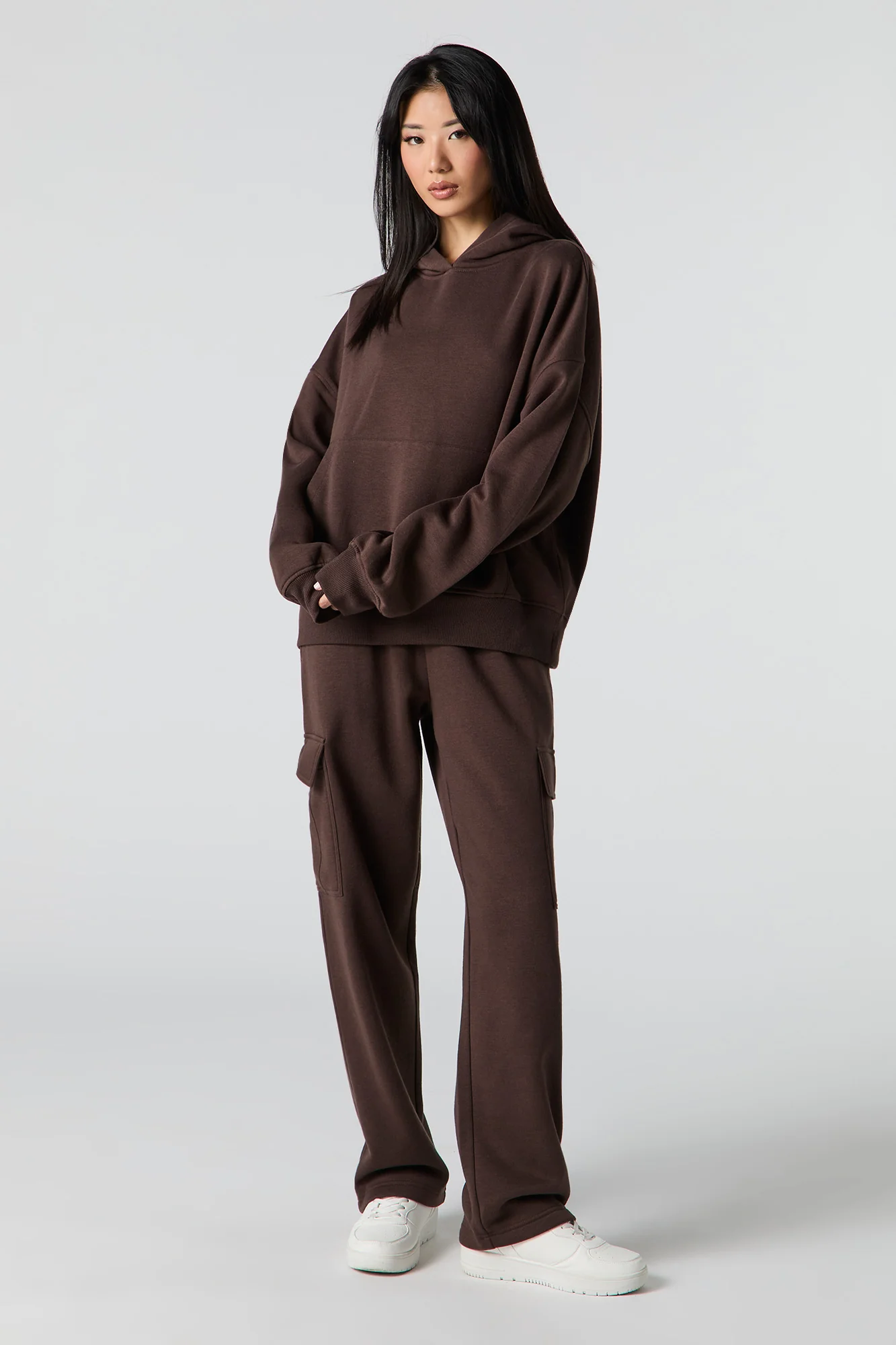 Fleece Wide Leg Cargo Jogger