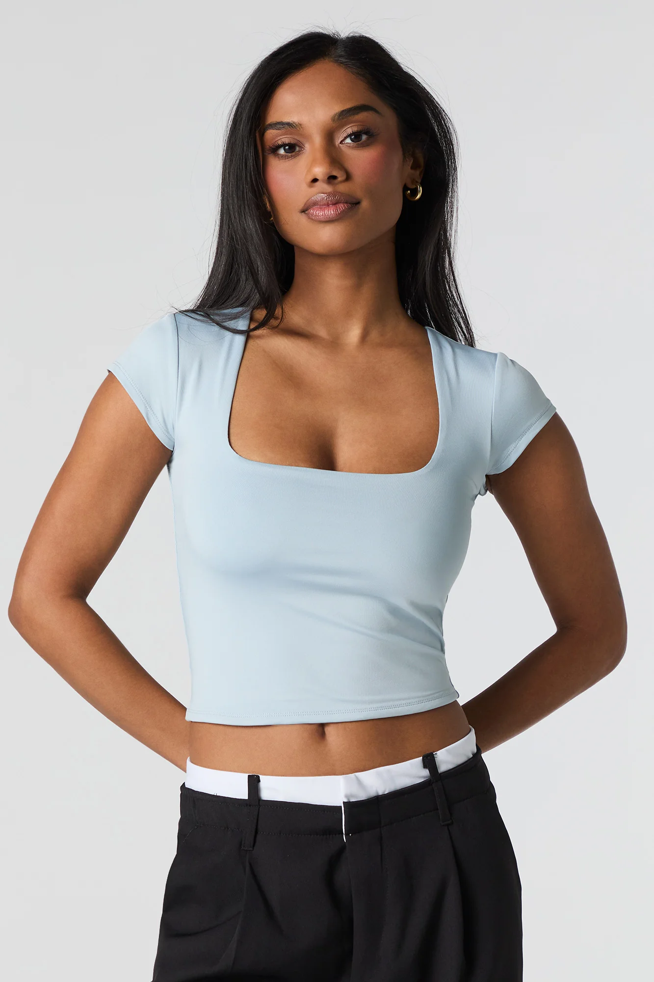 Contour Square Neck Cap Sleeve Crop Top - Image 13