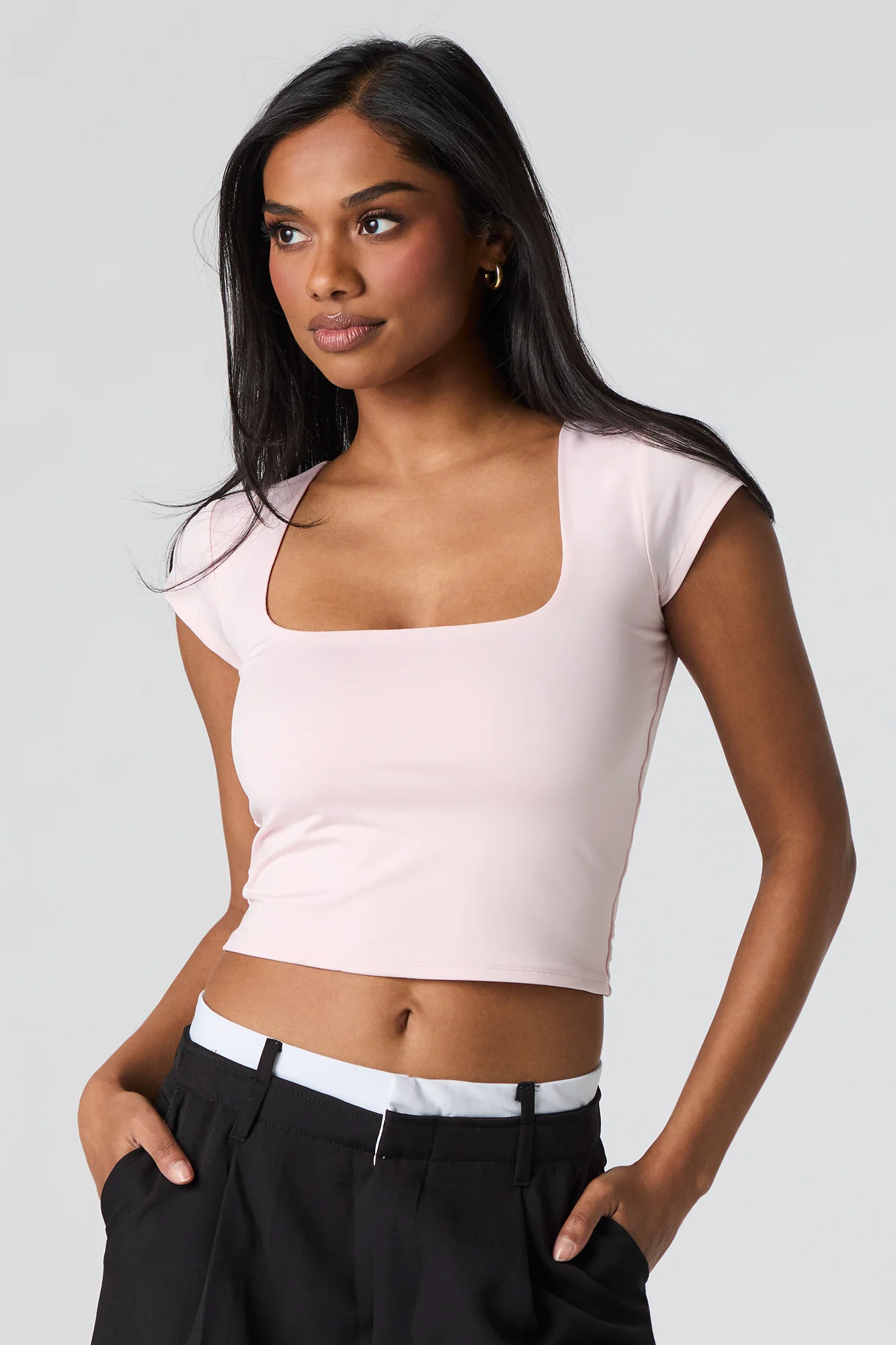 Contour Square Neck Cap Sleeve Crop Top - Image 16