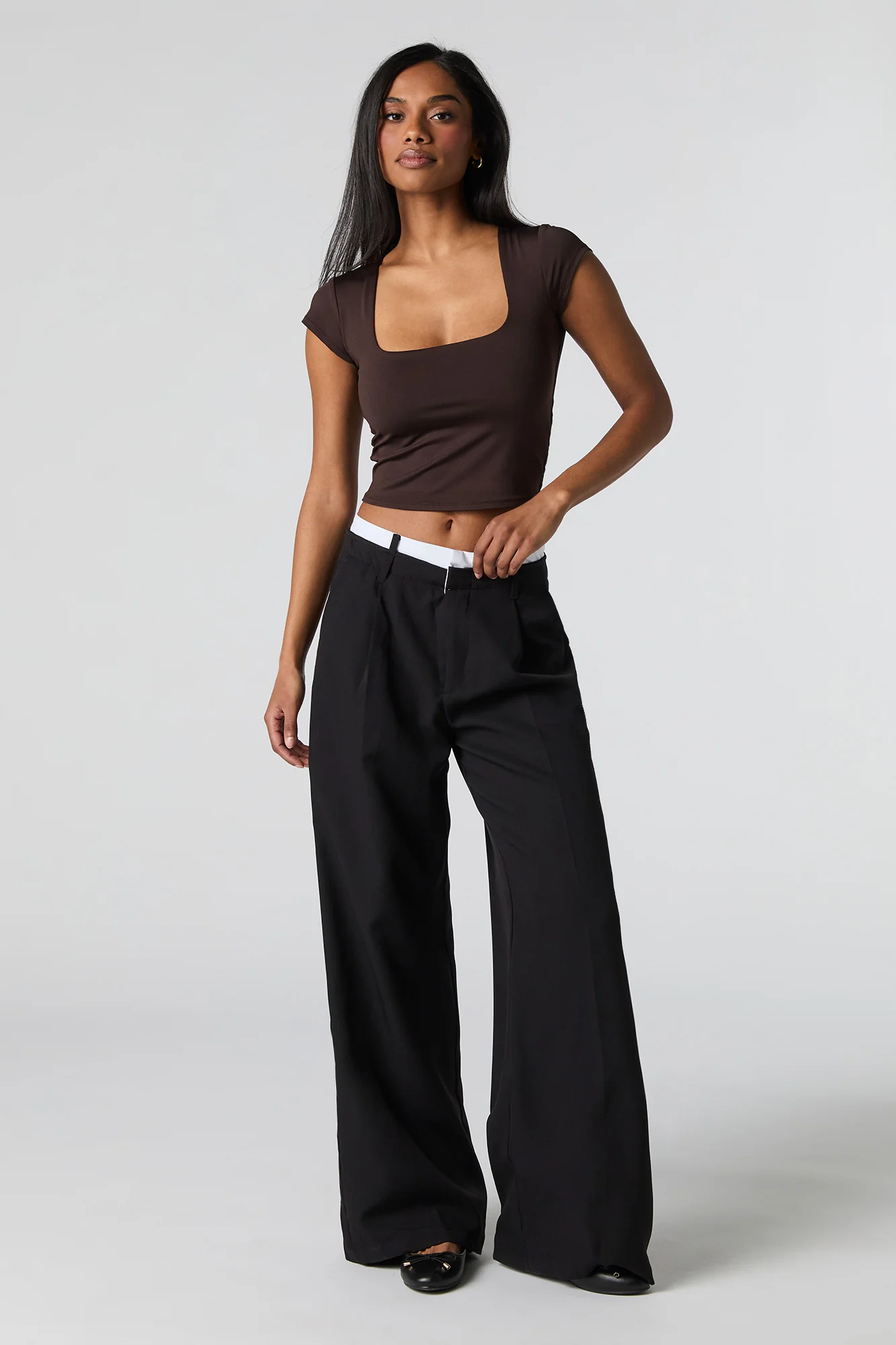 Contour Square Neck Cap Sleeve Crop Top - Image 3