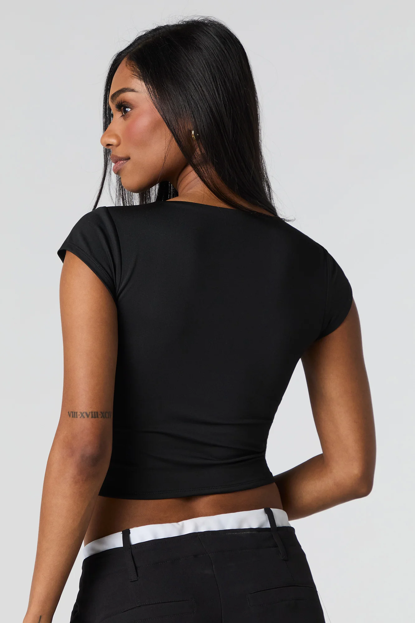 Contour Square Neck Cap Sleeve Crop Top - Image 5