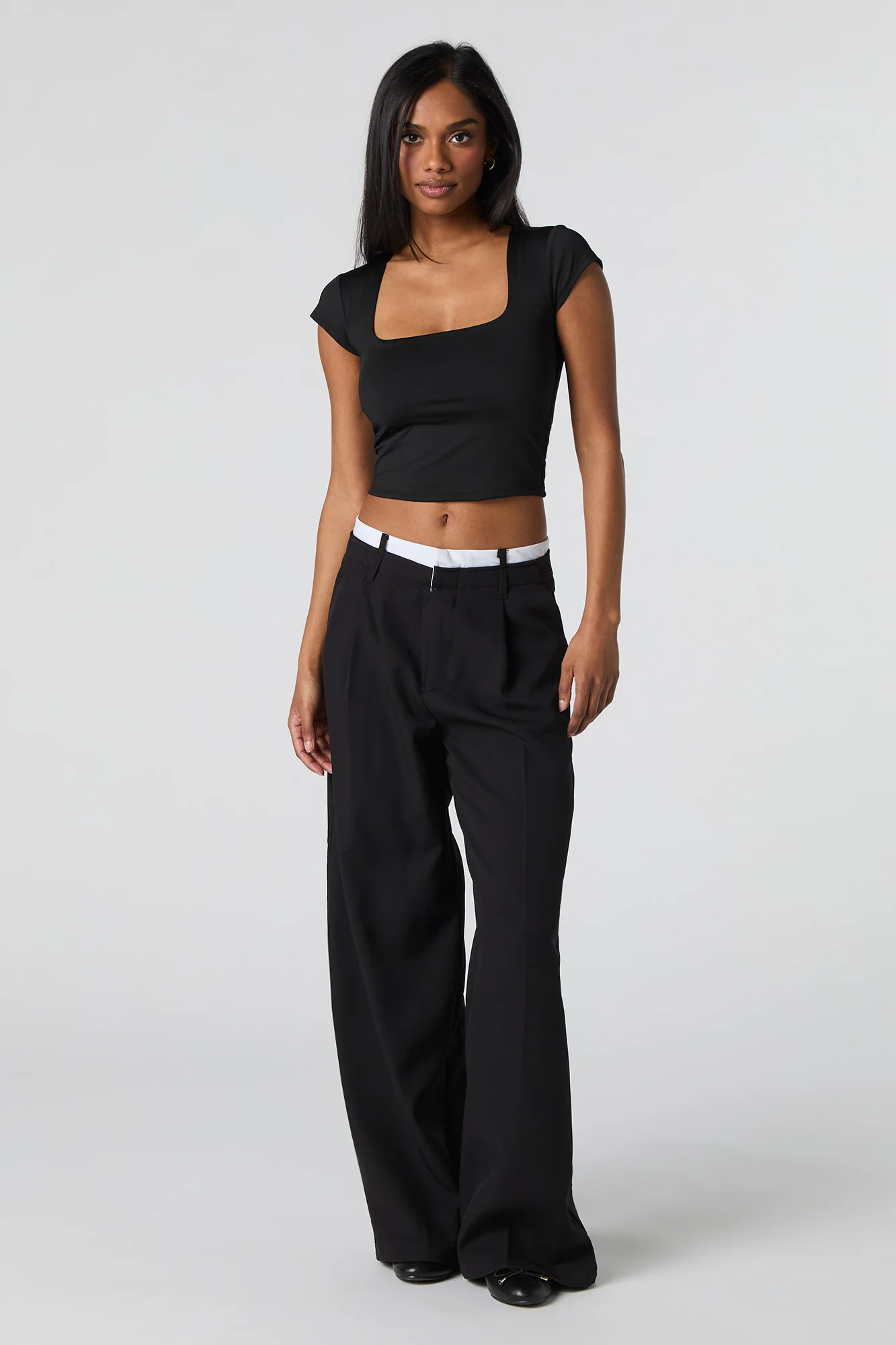 Contour Square Neck Cap Sleeve Crop Top - Image 6