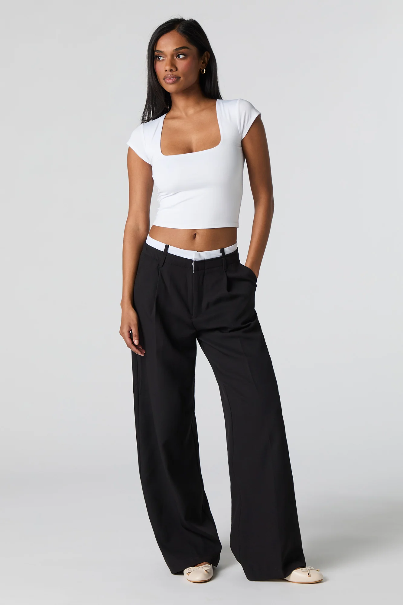 Contour Square Neck Cap Sleeve Crop Top - Image 9