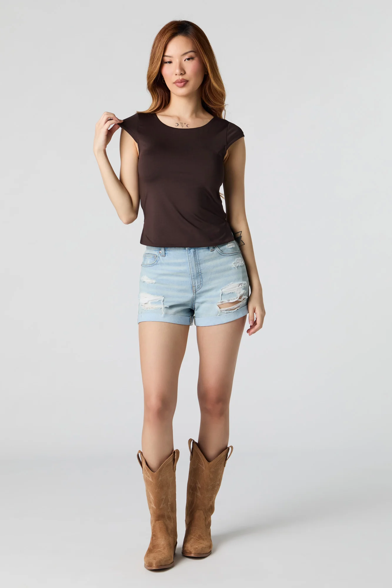 Contour Cap Sleeve Side Slit Top - Image 3