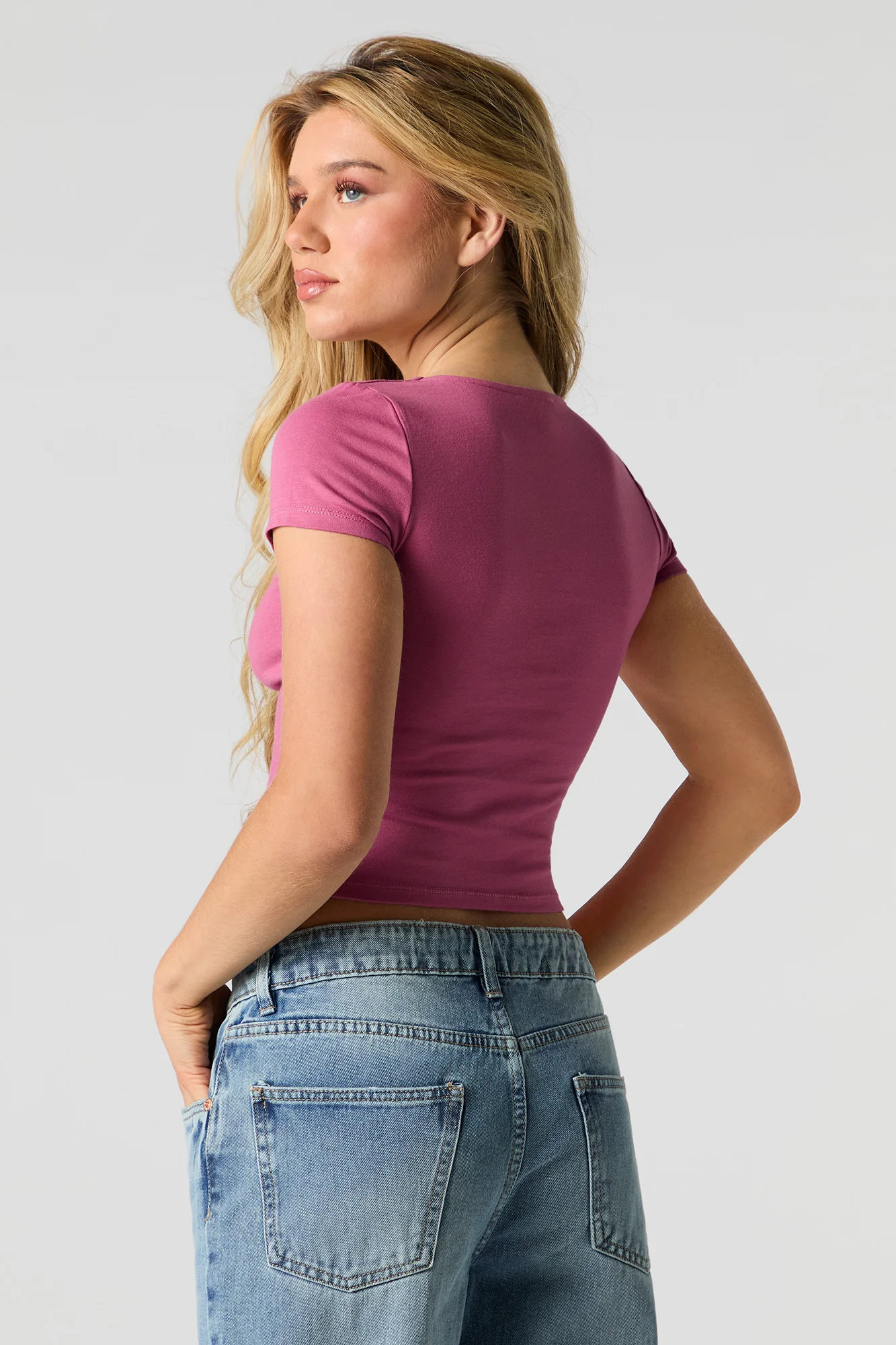 Cropped Square Neck T-Shirt - Image 11