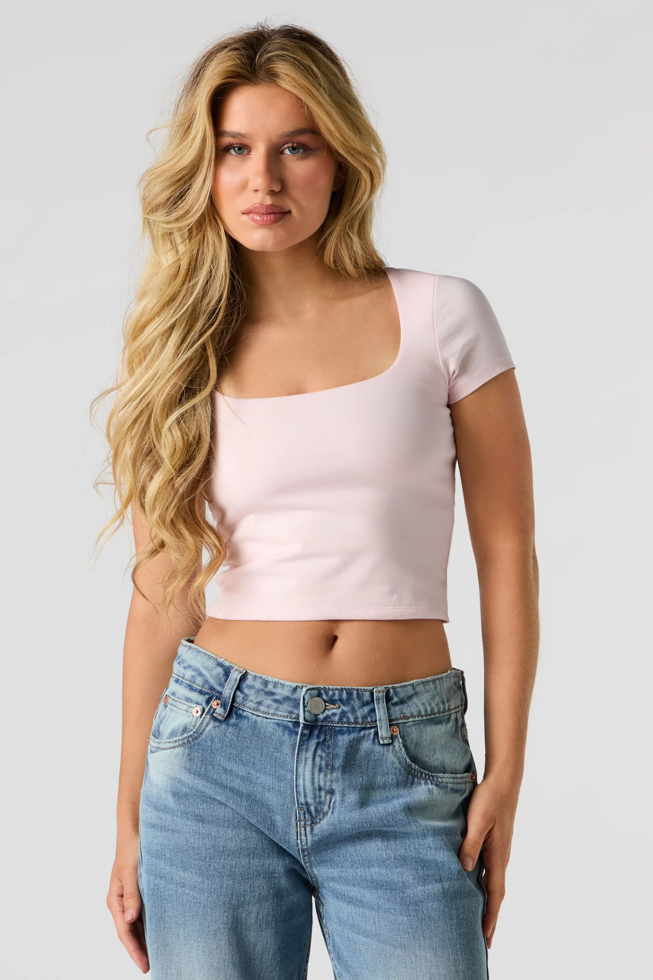 Cropped Square Neck T-Shirt - Image 13