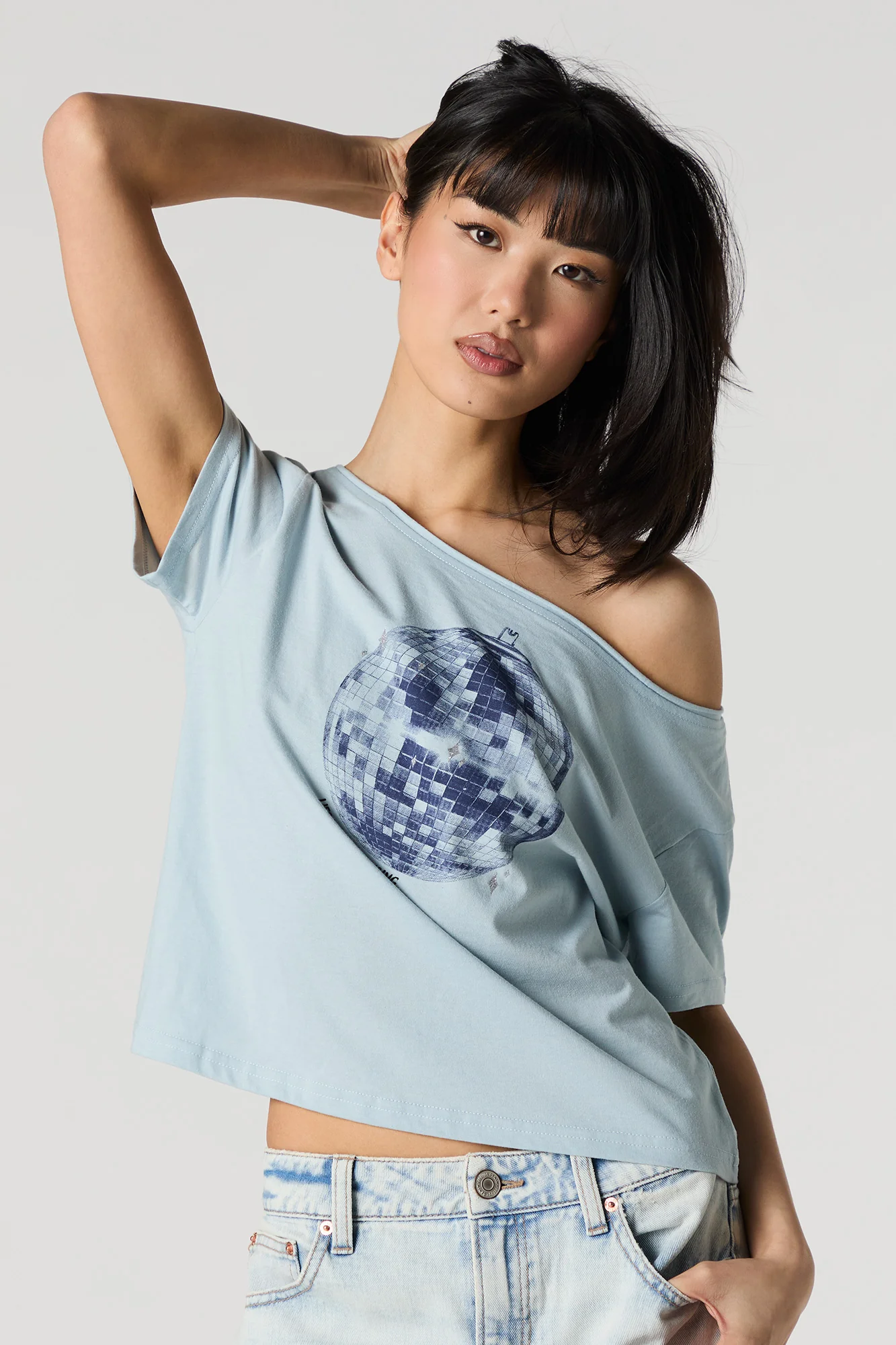 Graphic Off Shoulder T-Shirt - Image 10