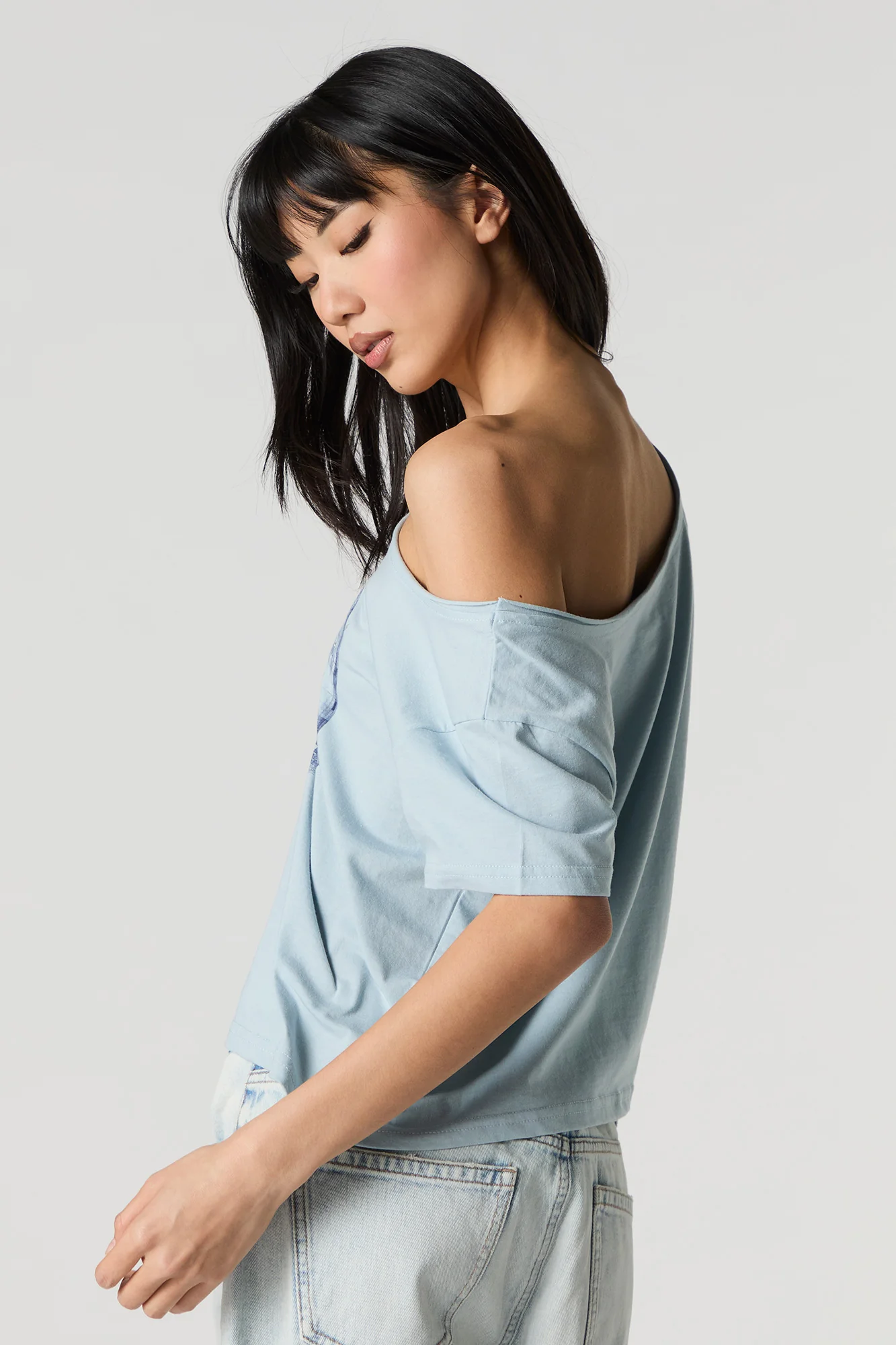 Graphic Off Shoulder T-Shirt - Image 11