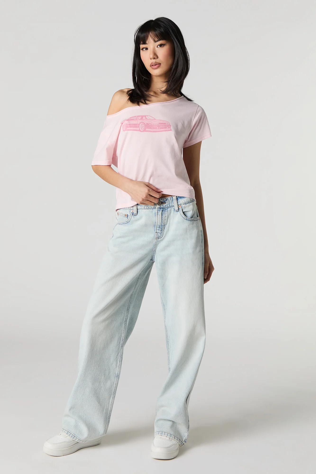 Graphic Off Shoulder T-Shirt - Image 3