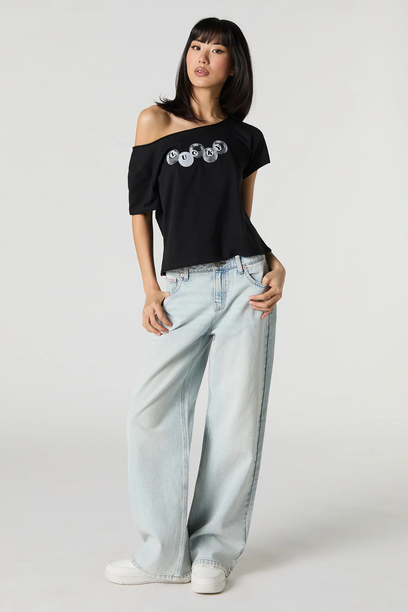 Graphic Off Shoulder T-Shirt - Image 6
