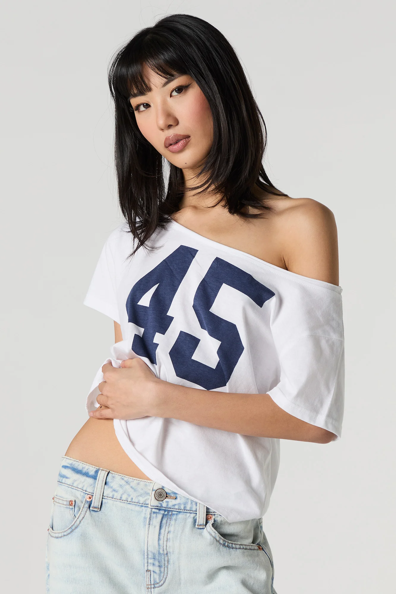 Graphic Off Shoulder T-Shirt - Image 7