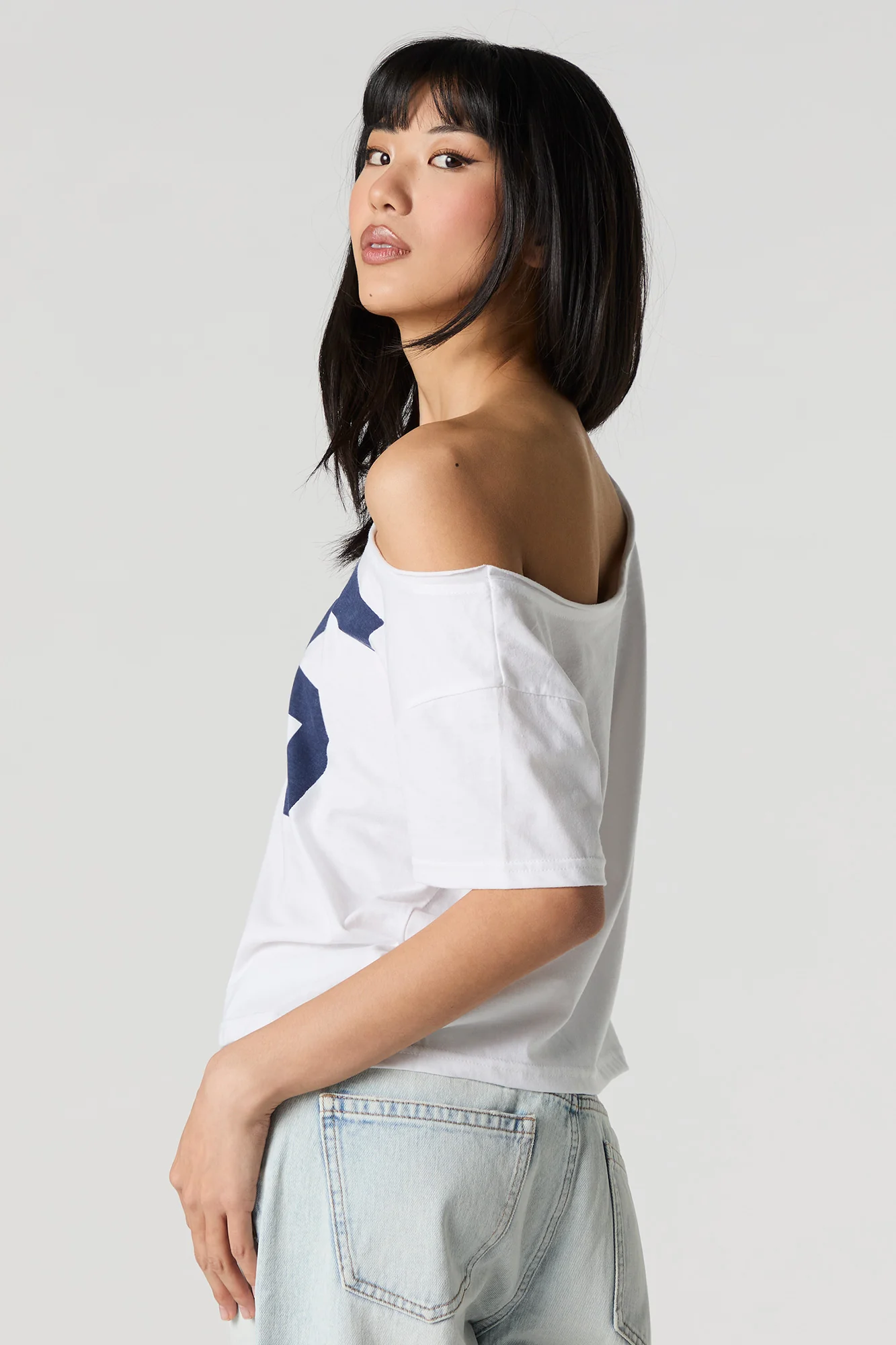 Graphic Off Shoulder T-Shirt - Image 8