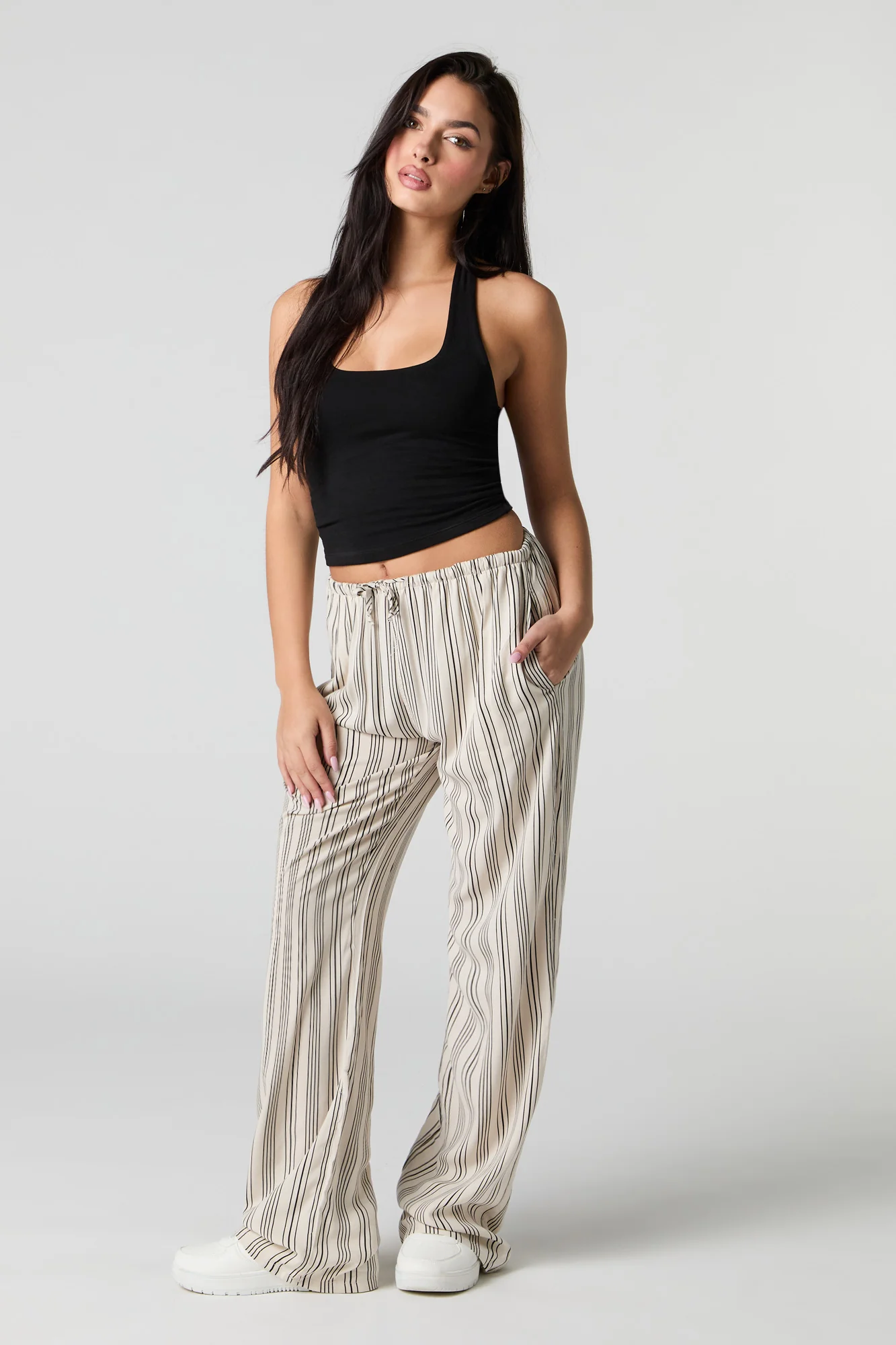 Striped Drawstring Wide Leg Pant - Image 4