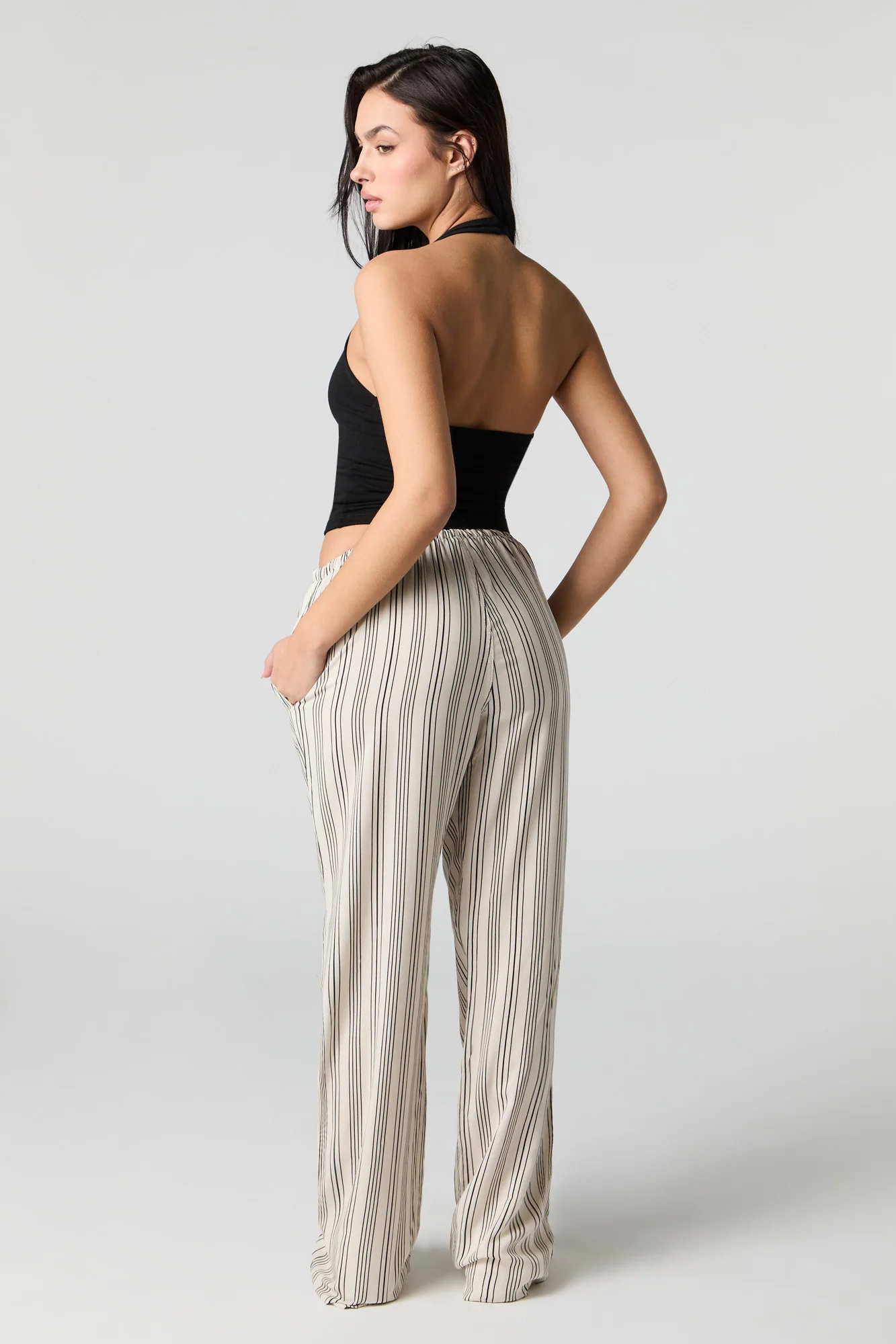 Striped Drawstring Wide Leg Pant - Image 6