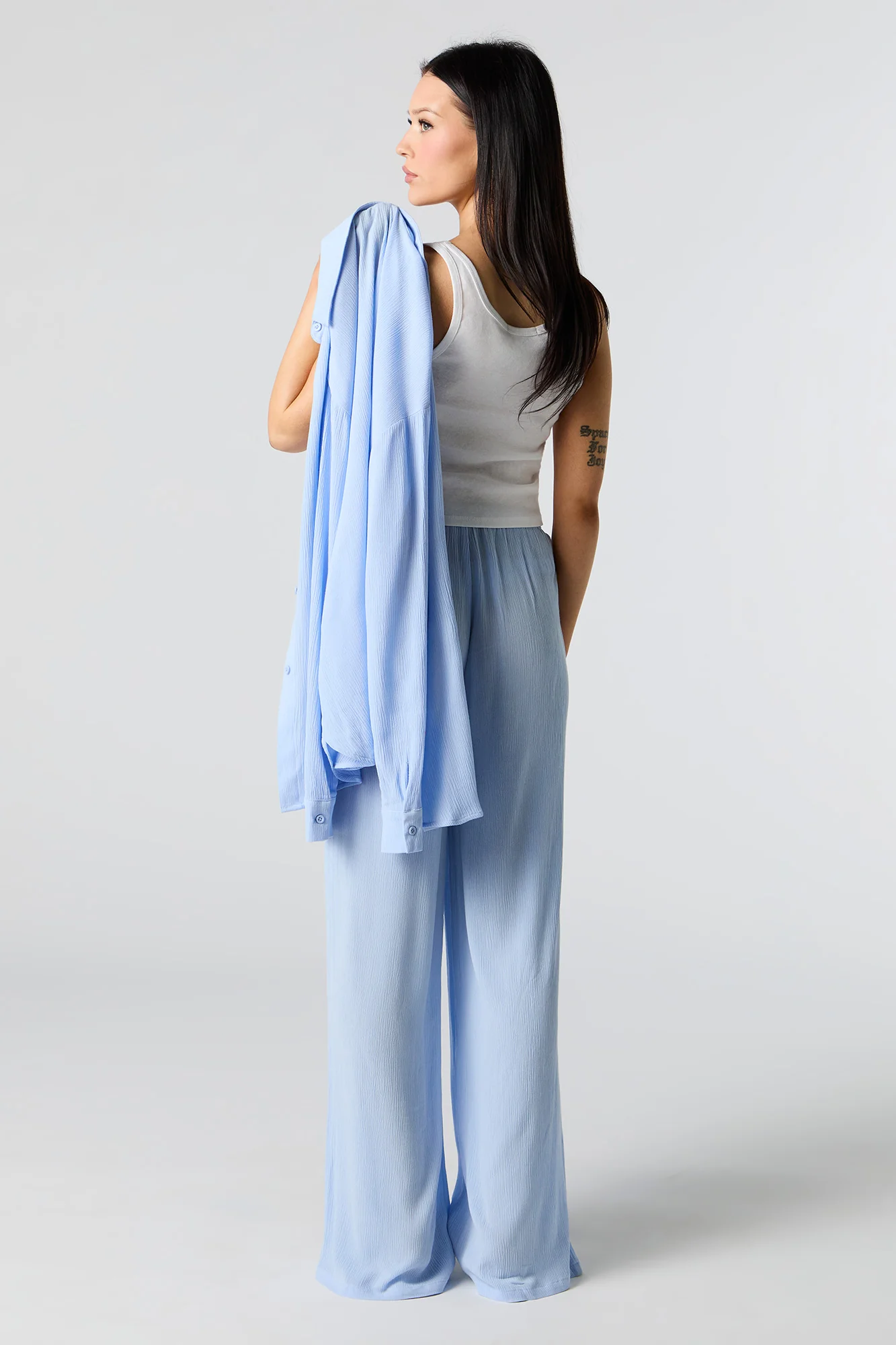 Crinkle Drawstring Wide Leg Pant - Image 6