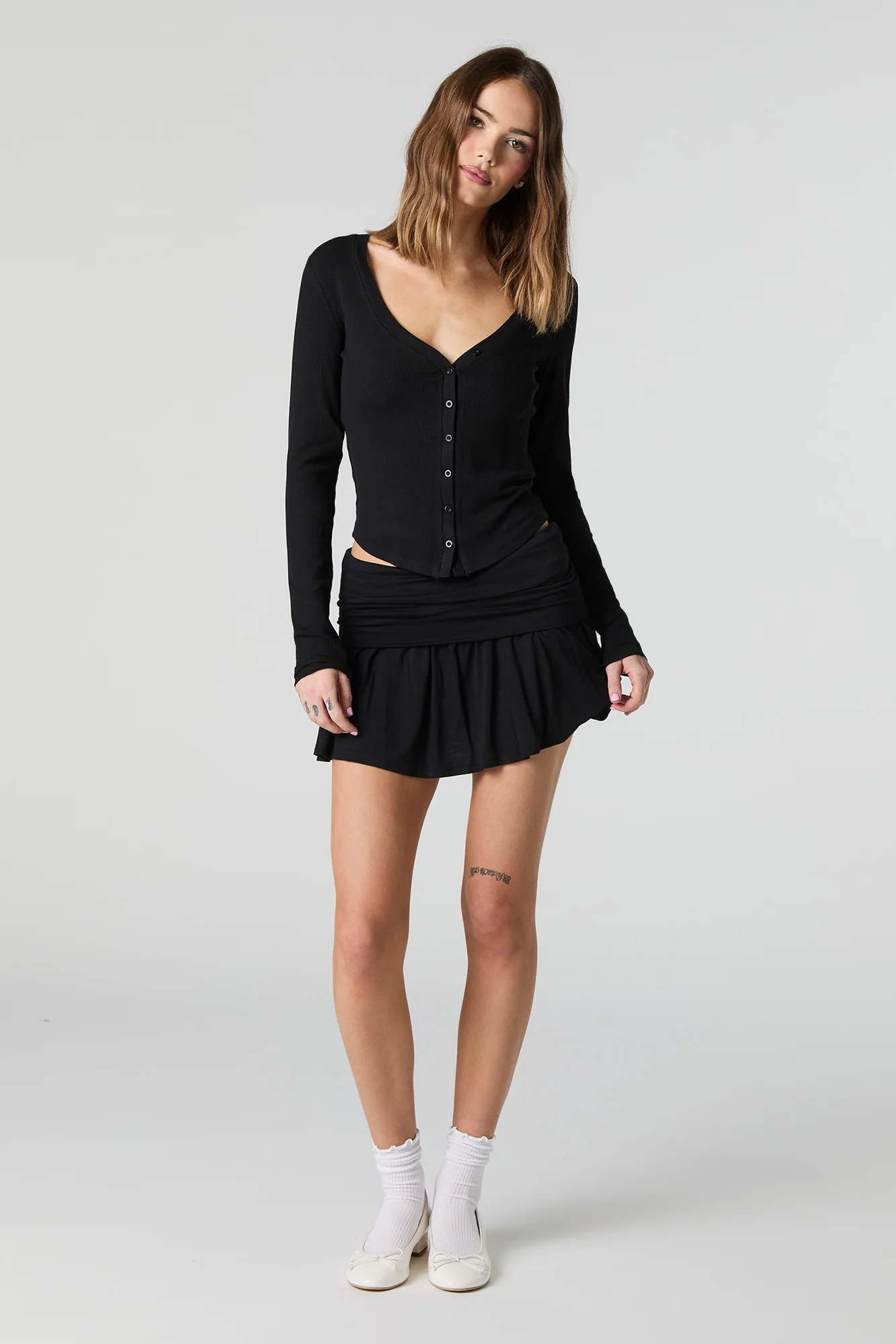 Minijupe-short en jersey à taille repliée - Image 7