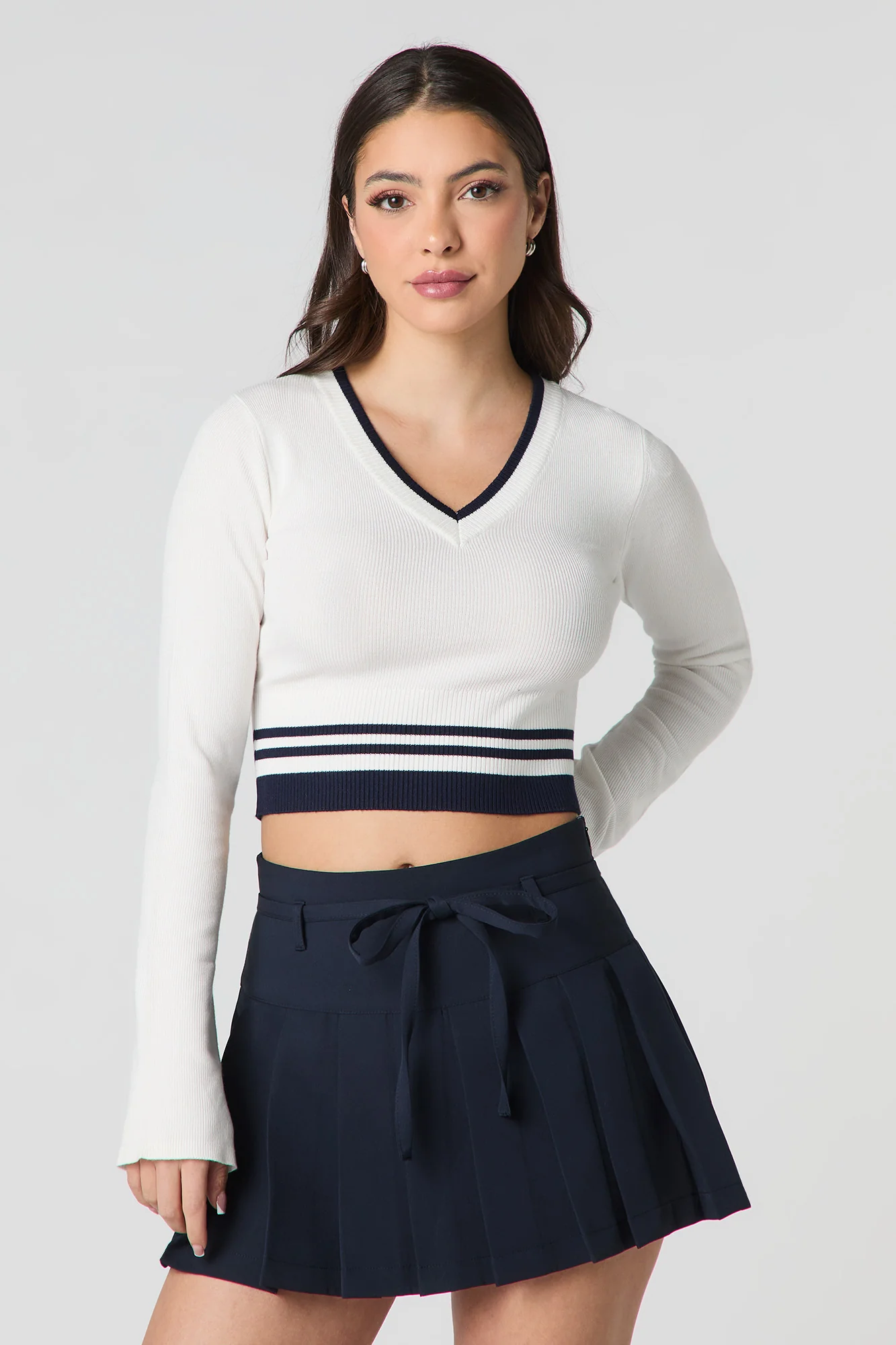 Belted Pleated Mini Skort - Image 13