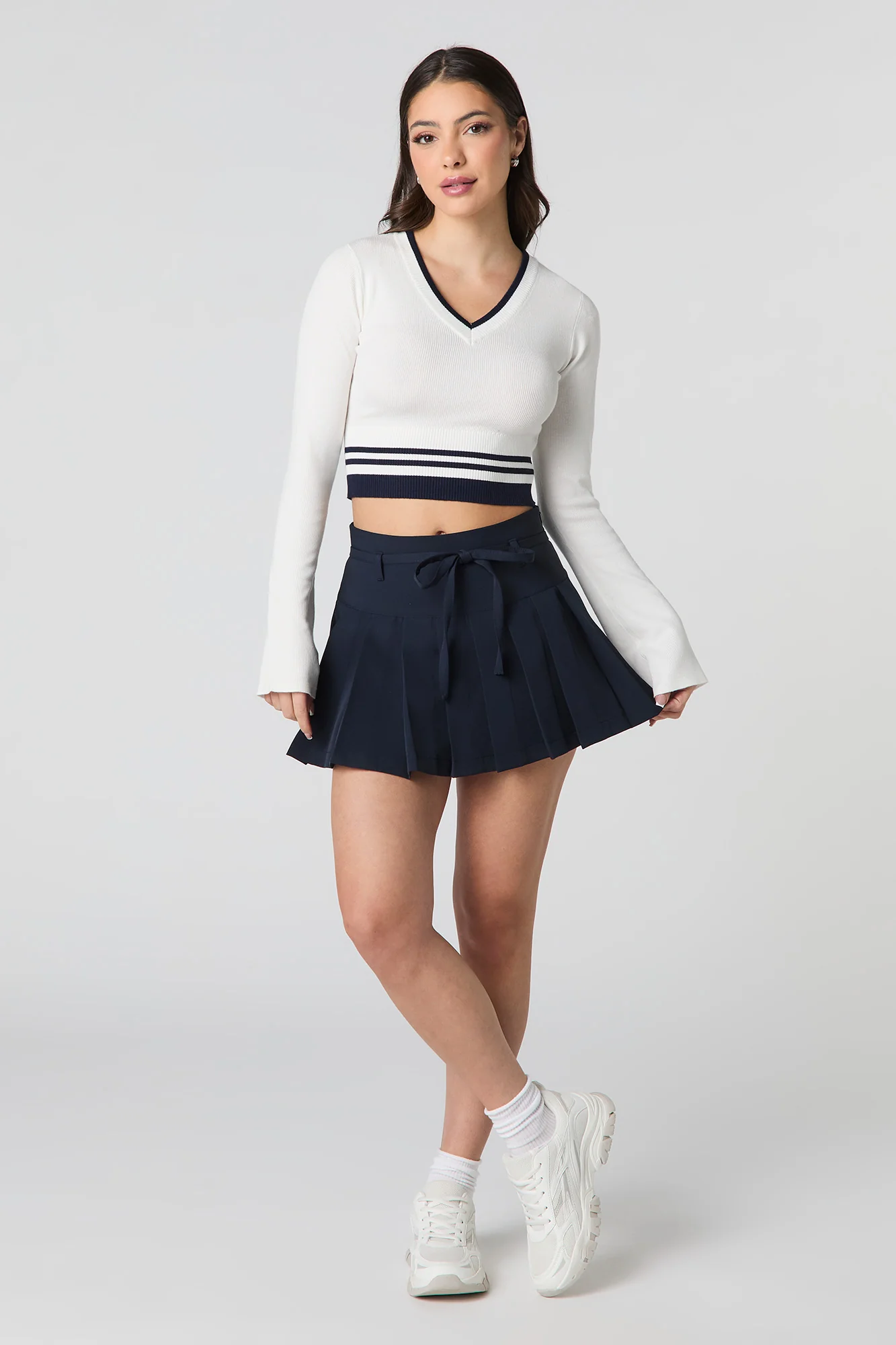 Belted Pleated Mini Skort - Image 15