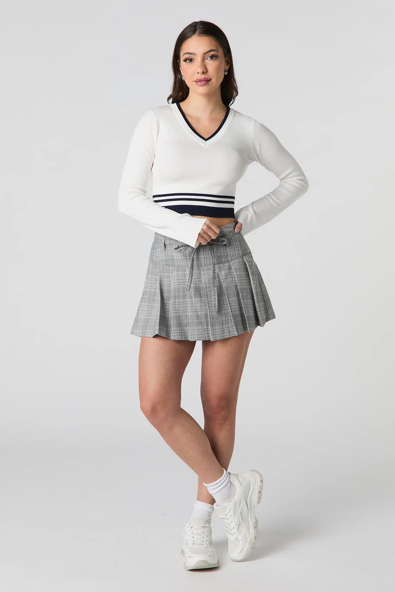 Belted Pleated Mini Skort - Image 3