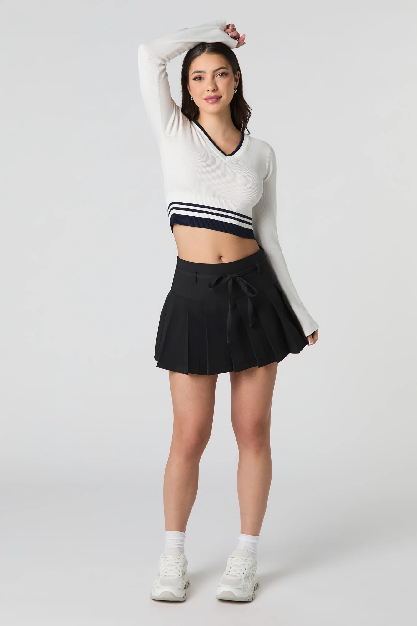 Belted Pleated Mini Skort - Image 7