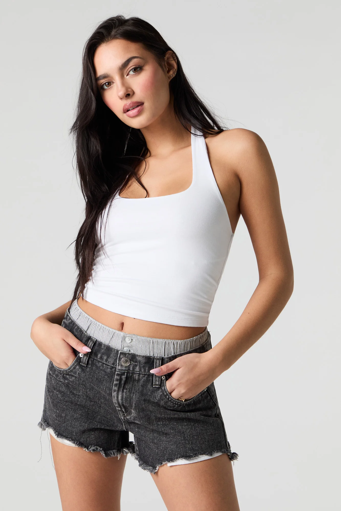 Double Waistband Denim Short - Image 5