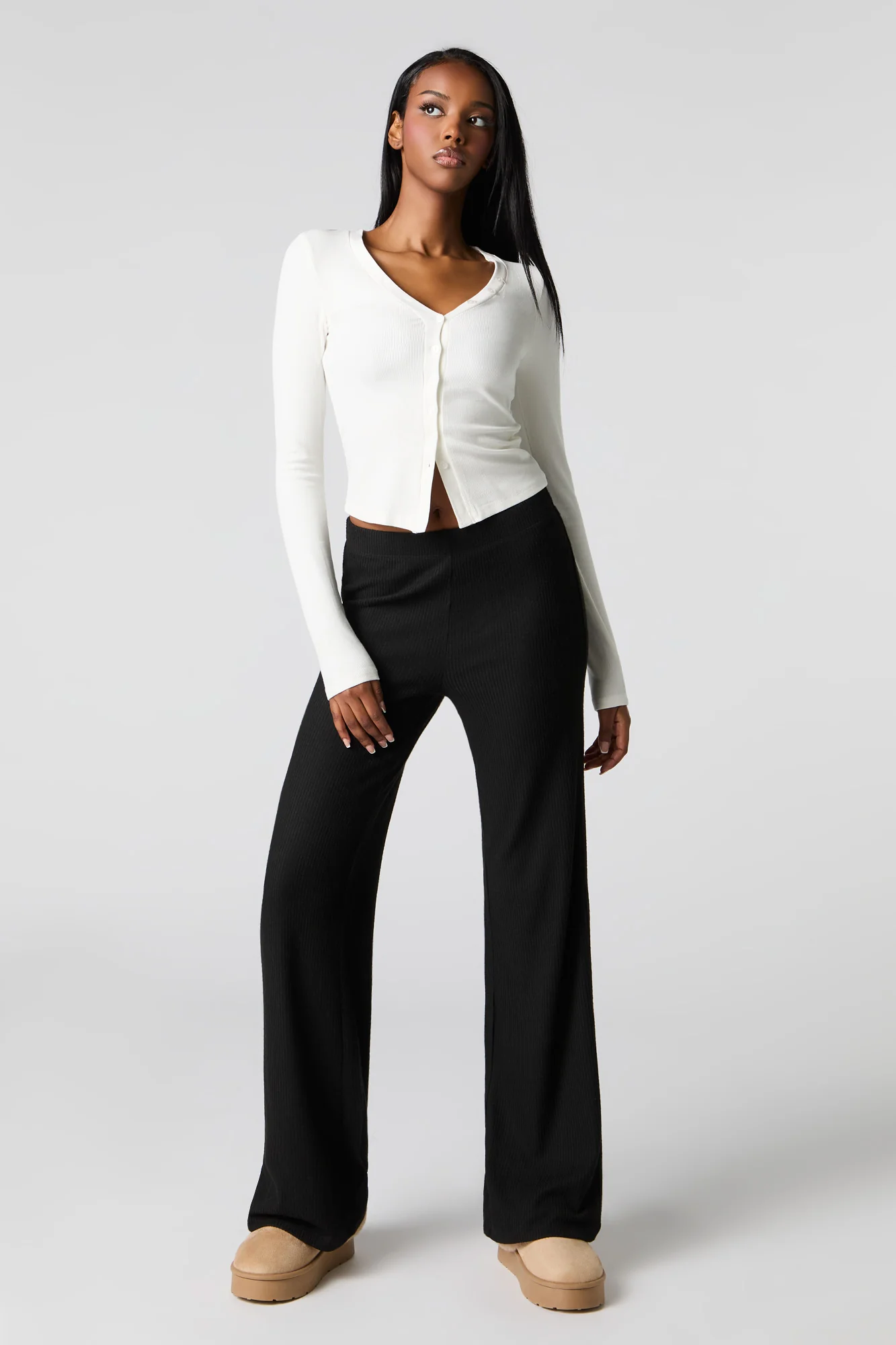 Ribbed Wide Leg Pant - Image 4