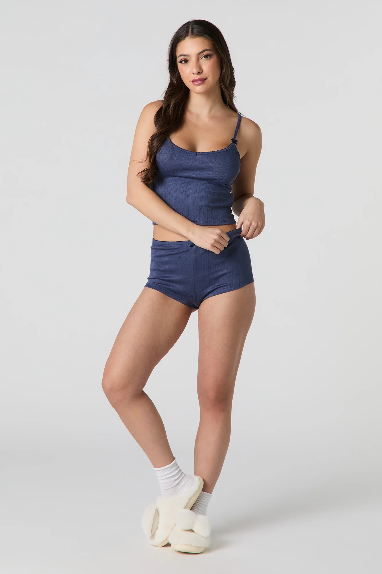 Ensemble pyjama avec camisole et short en pointelle - Image 9
