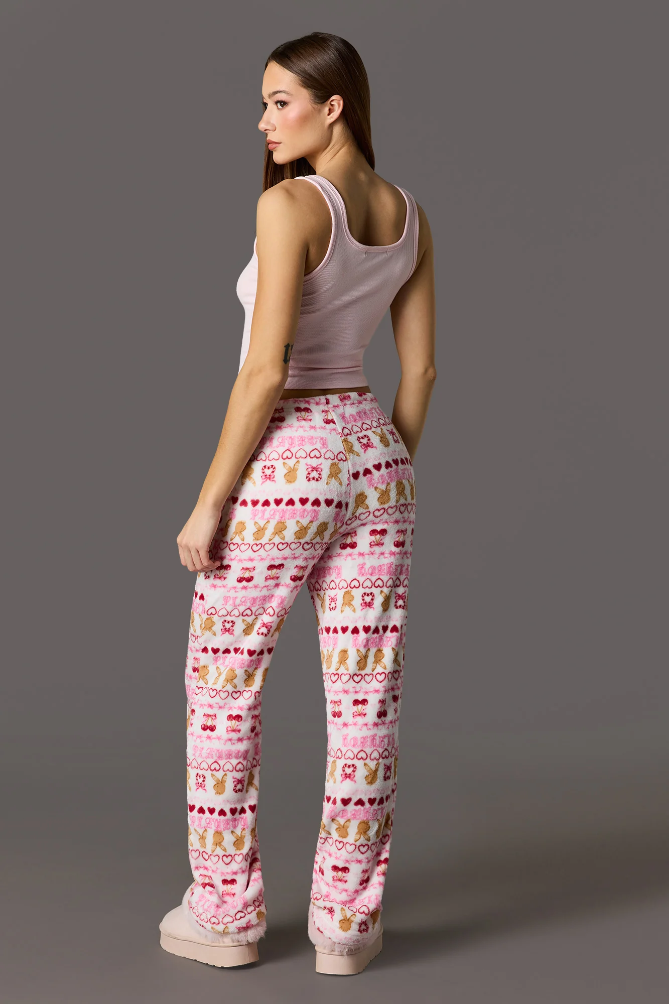 Playboy Christmas Ribbed Tank & Plush Pant Pajama Set - Image 4