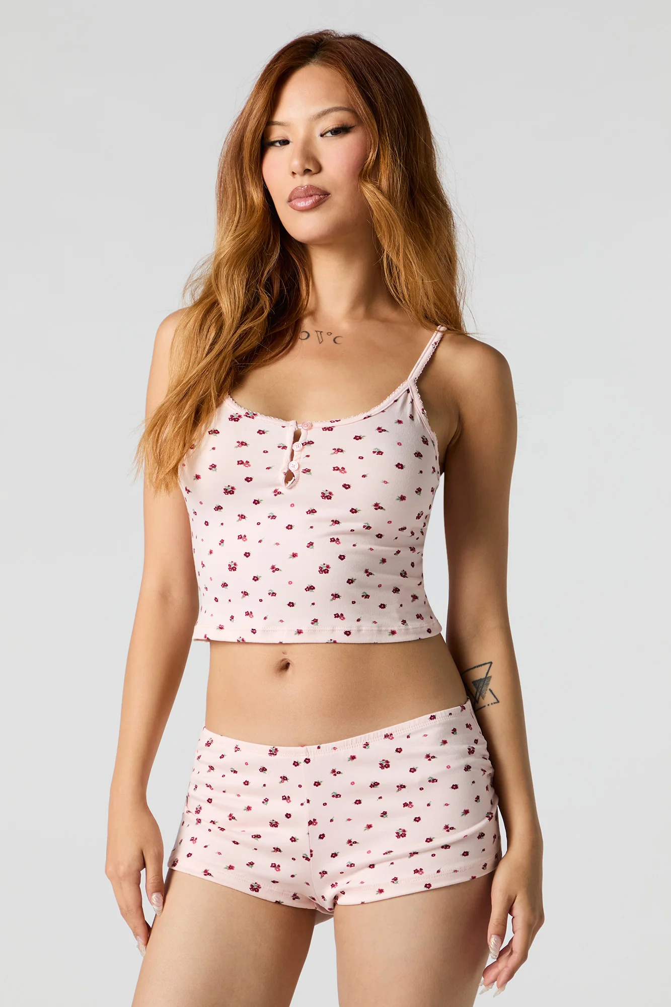 Printed Cami & Shortie 2 Piece Pajama Set - Image 11