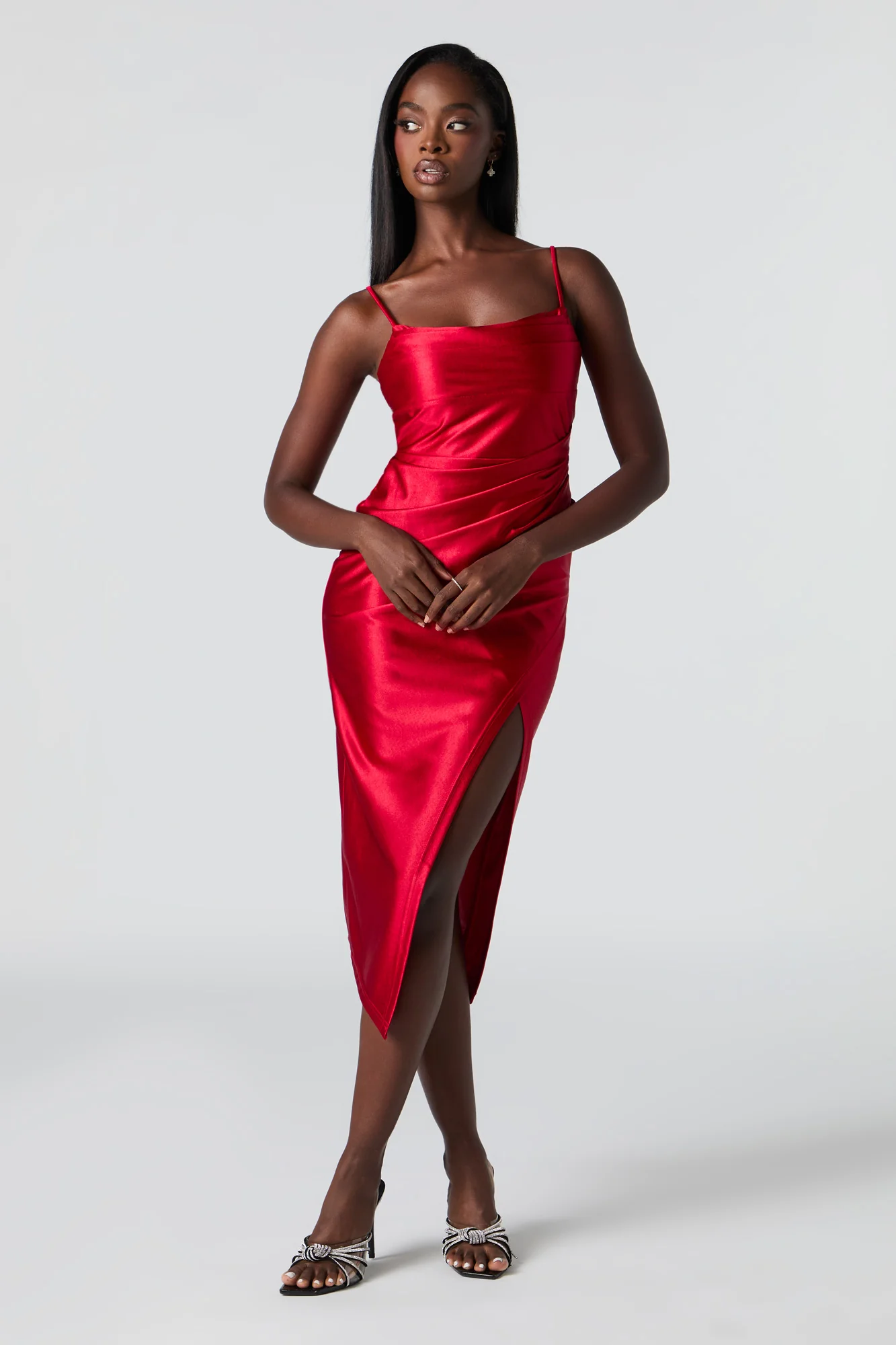 Satin Midi Wrap Dress - Image 7