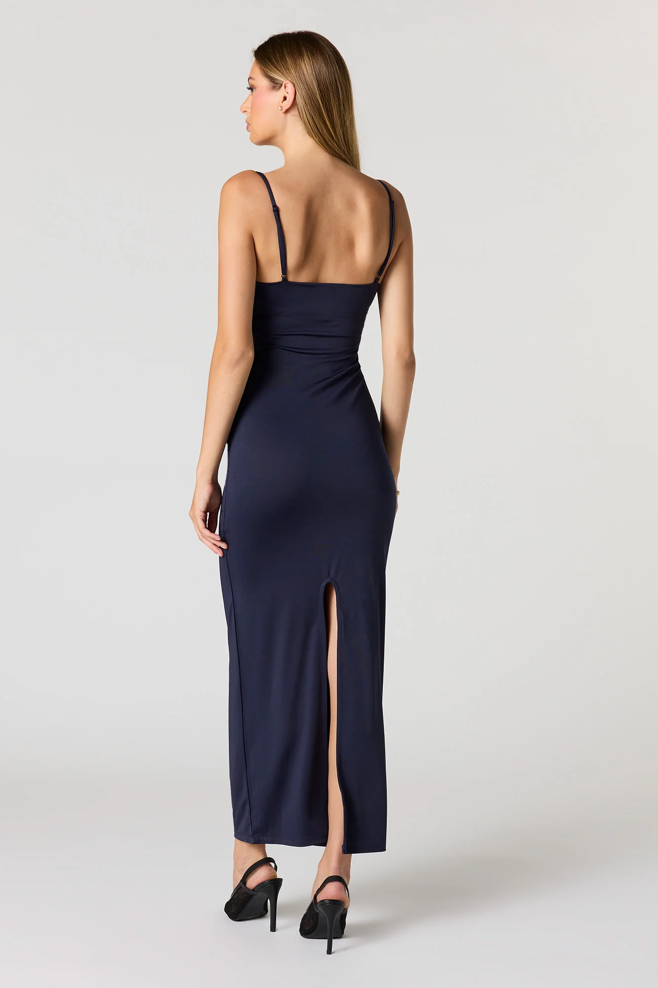 Cowl Neck Ruched Maxi Dress - Image 3