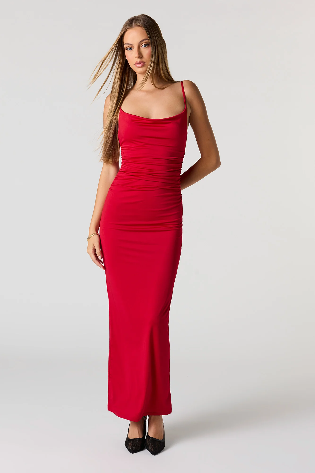 Cowl Neck Ruched Maxi Dress - Image 7