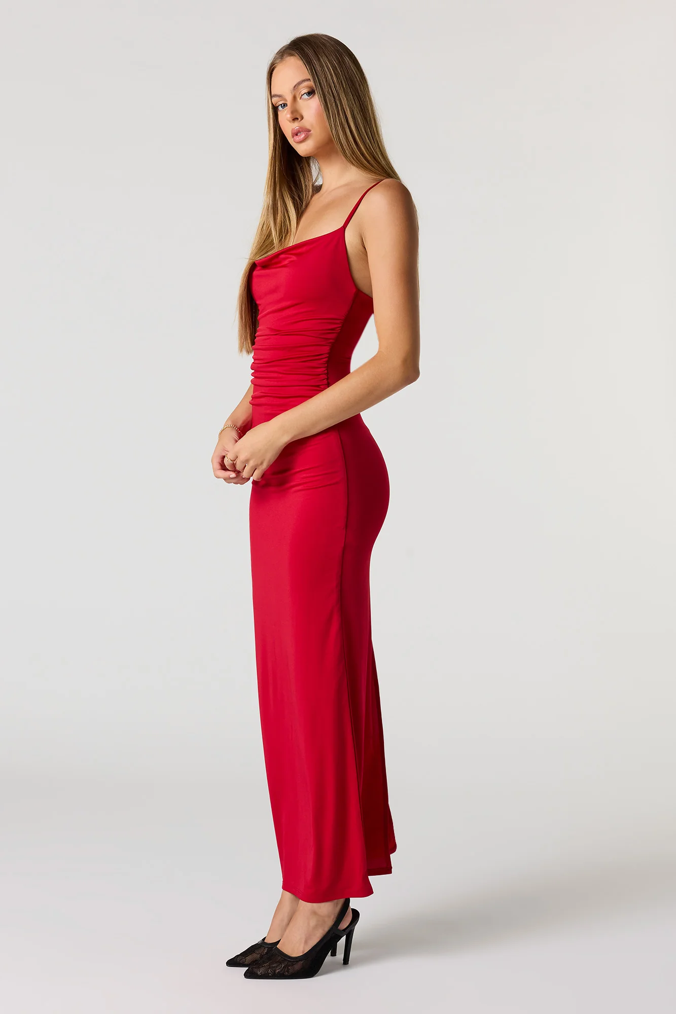 Cowl Neck Ruched Maxi Dress - Image 8