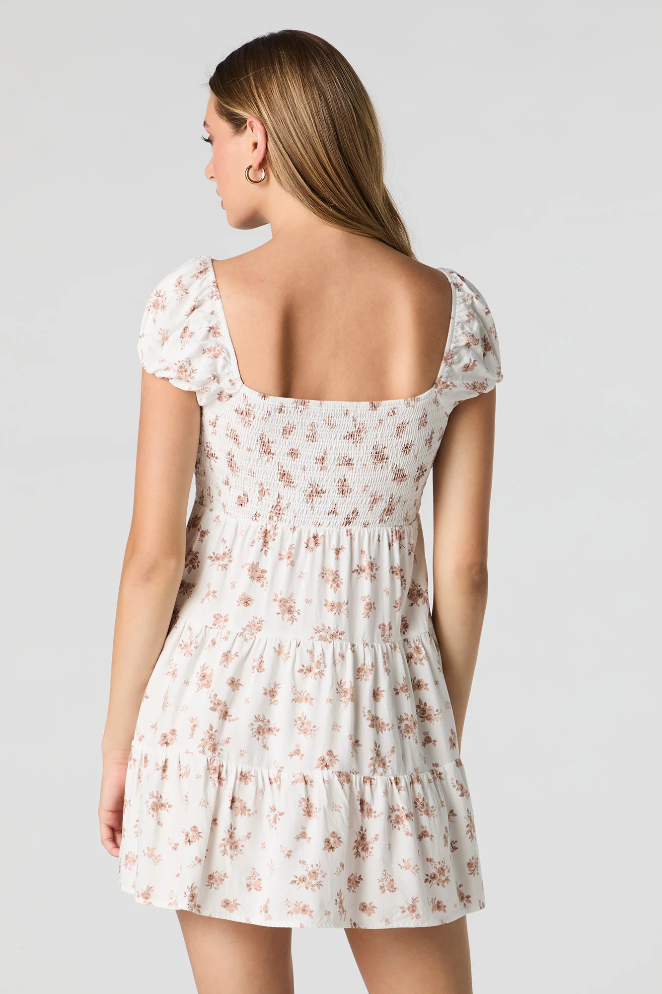 Floral Smocked Tiered Mini Dress - Image 6