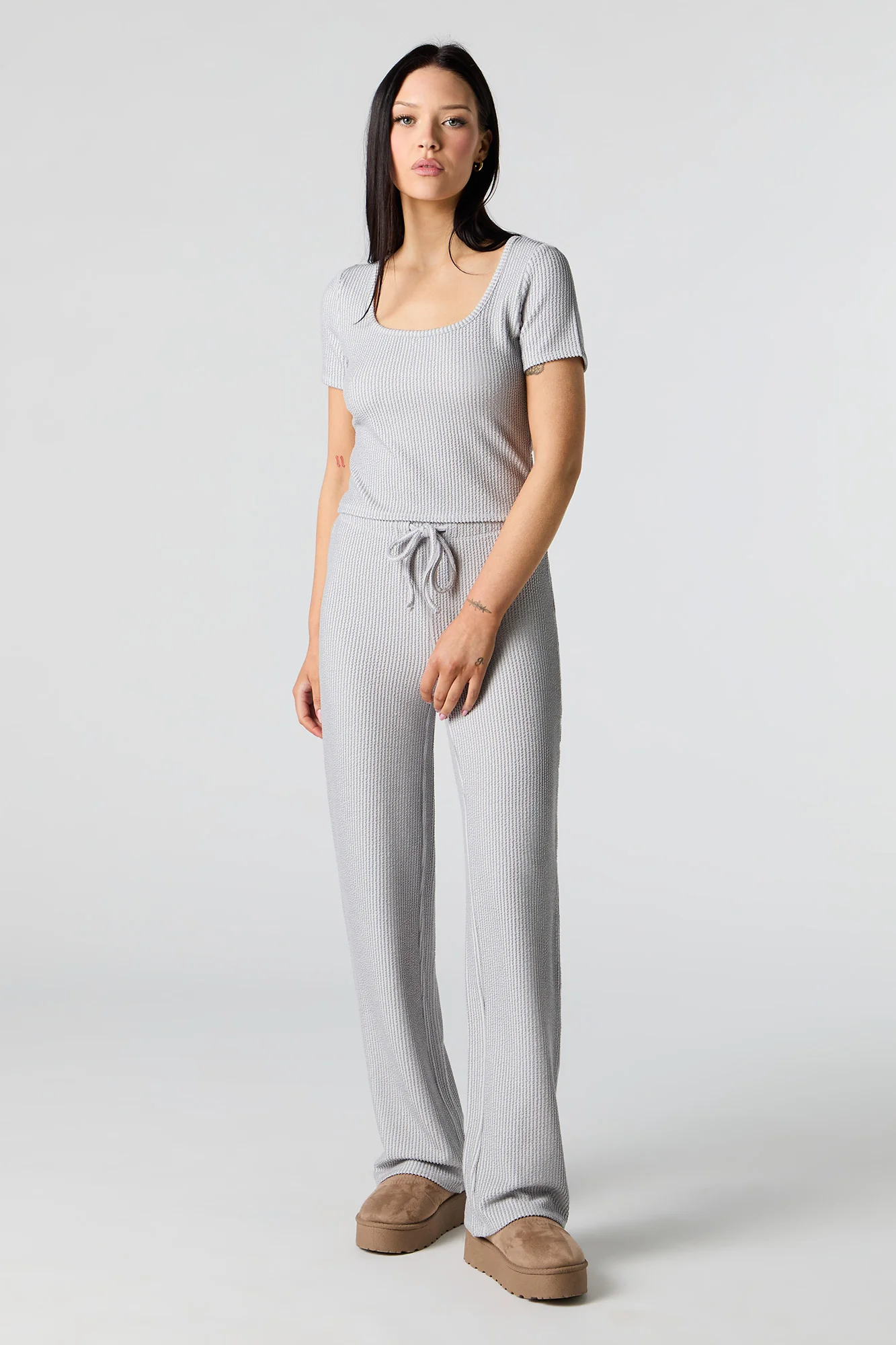 Textured Ribbed Scoop Neck Top - Image 3