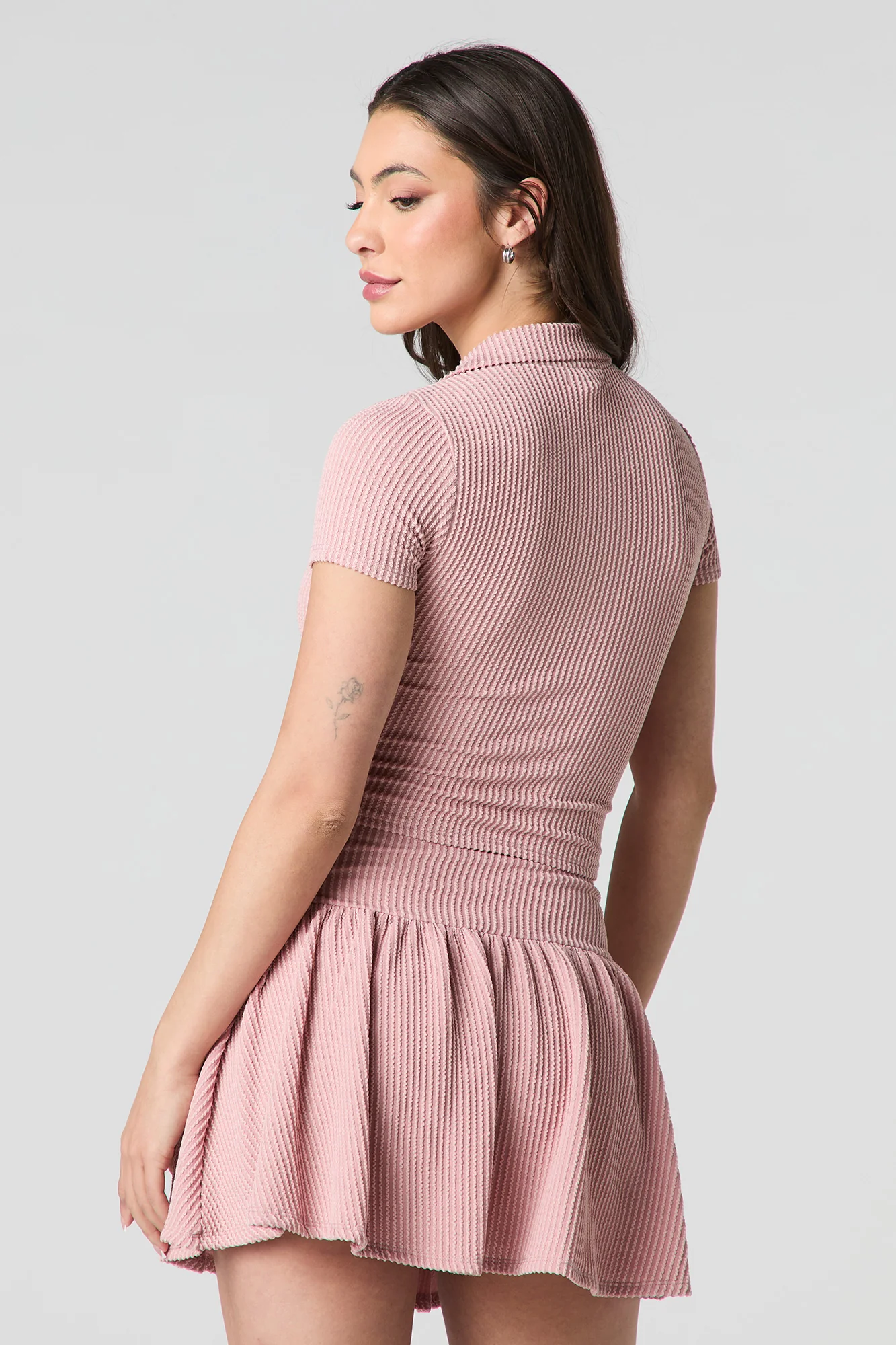 Ribbed Knit Flowy Mini Skort - Image 2
