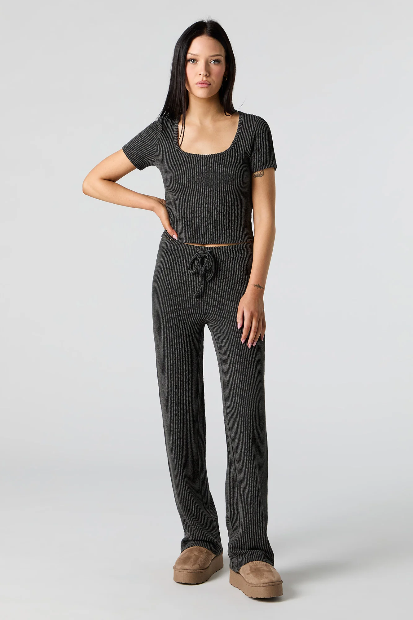 Textured Ribbed Wide Leg Pant - Image 7