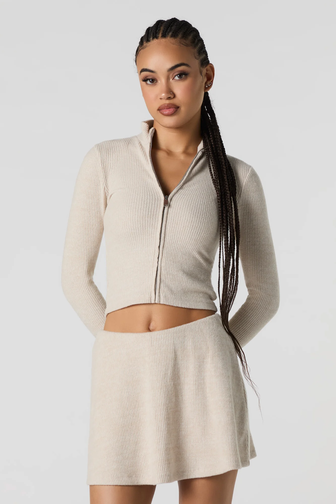 Ribbed Knit Flowy Skort