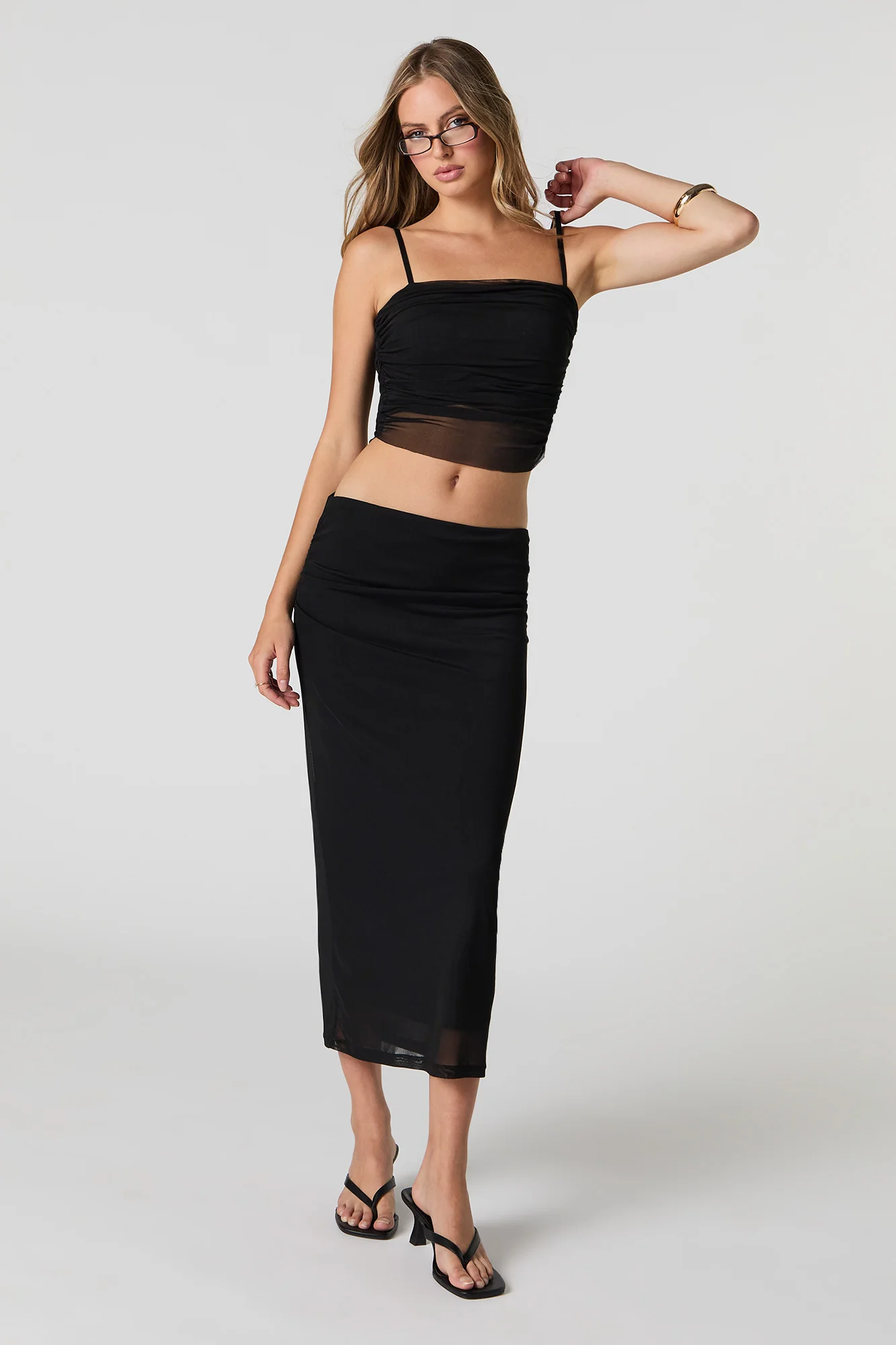 Camisole court ruchée en filet - Image 6