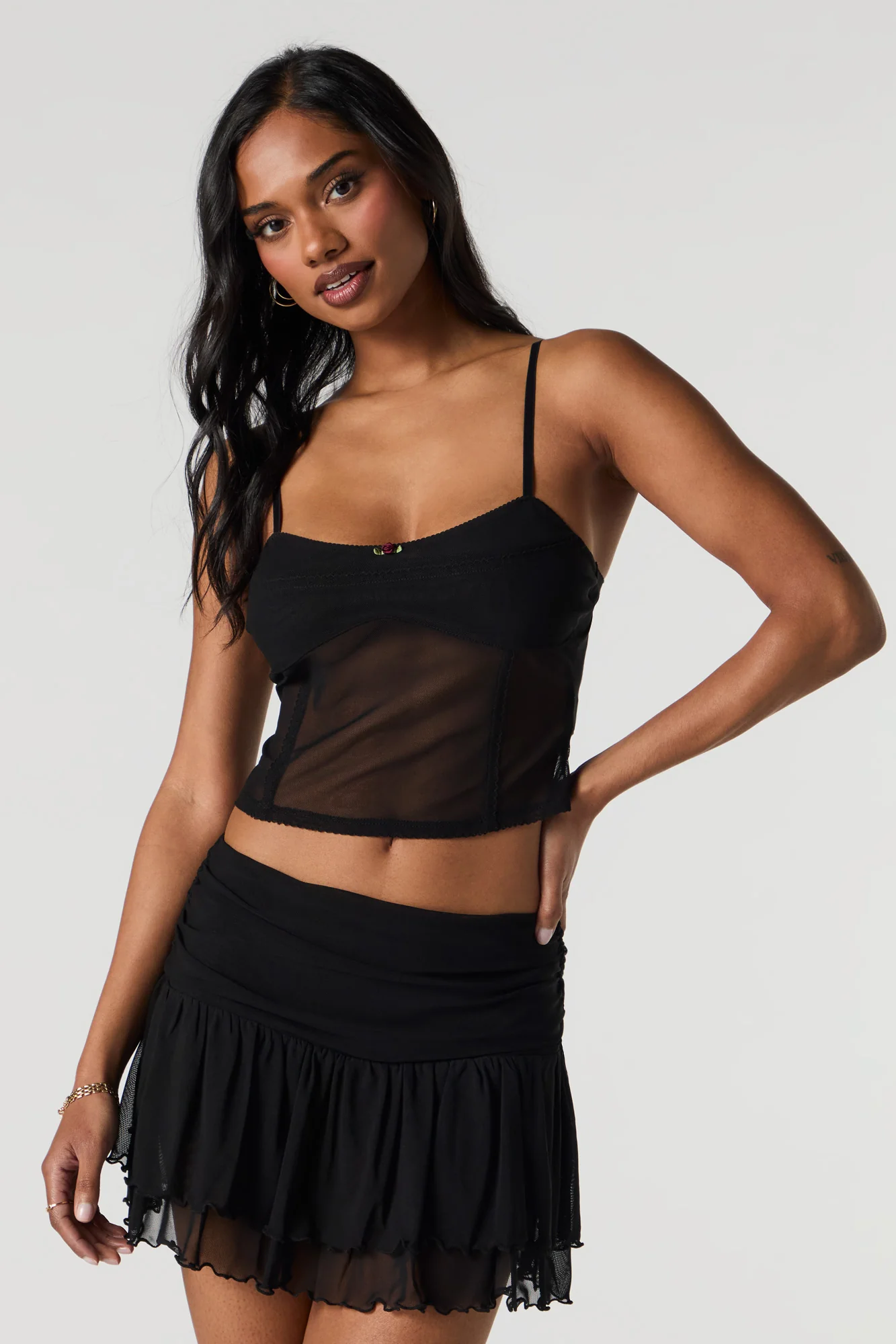 Mesh Rosette Cropped Cami - Image 5