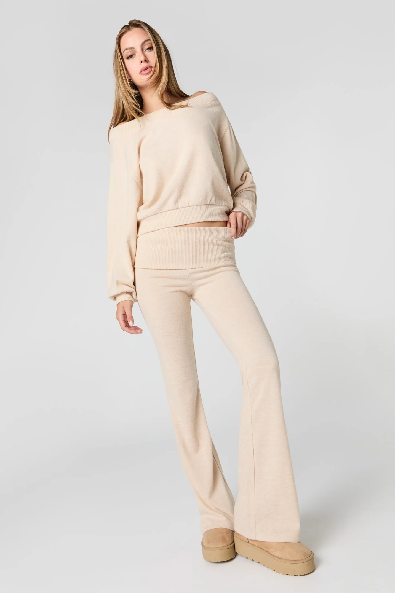 Knit Foldover Waist Flare Pant - Image 4