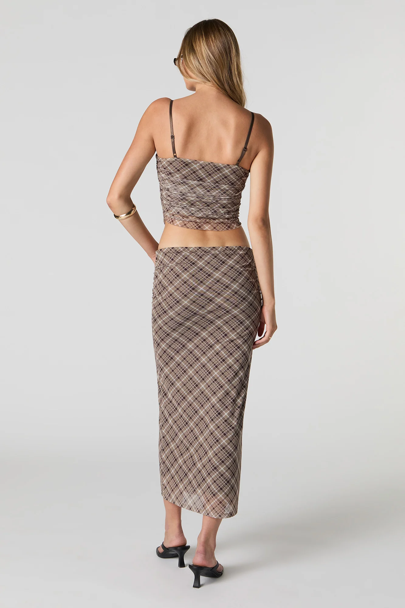 Jupe midi ruchée en filet - Image 3