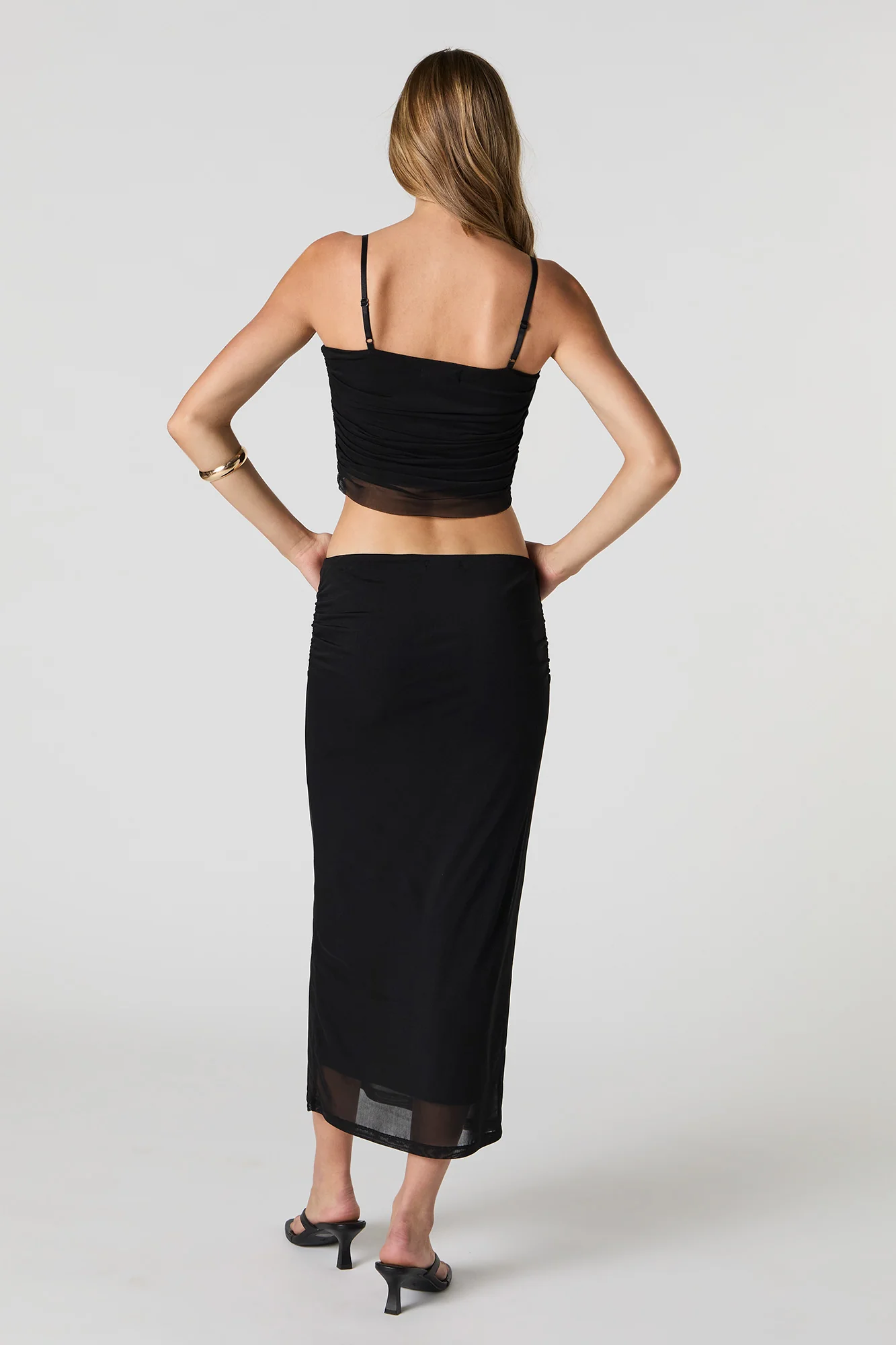 Jupe midi ruchée en filet - Image 6