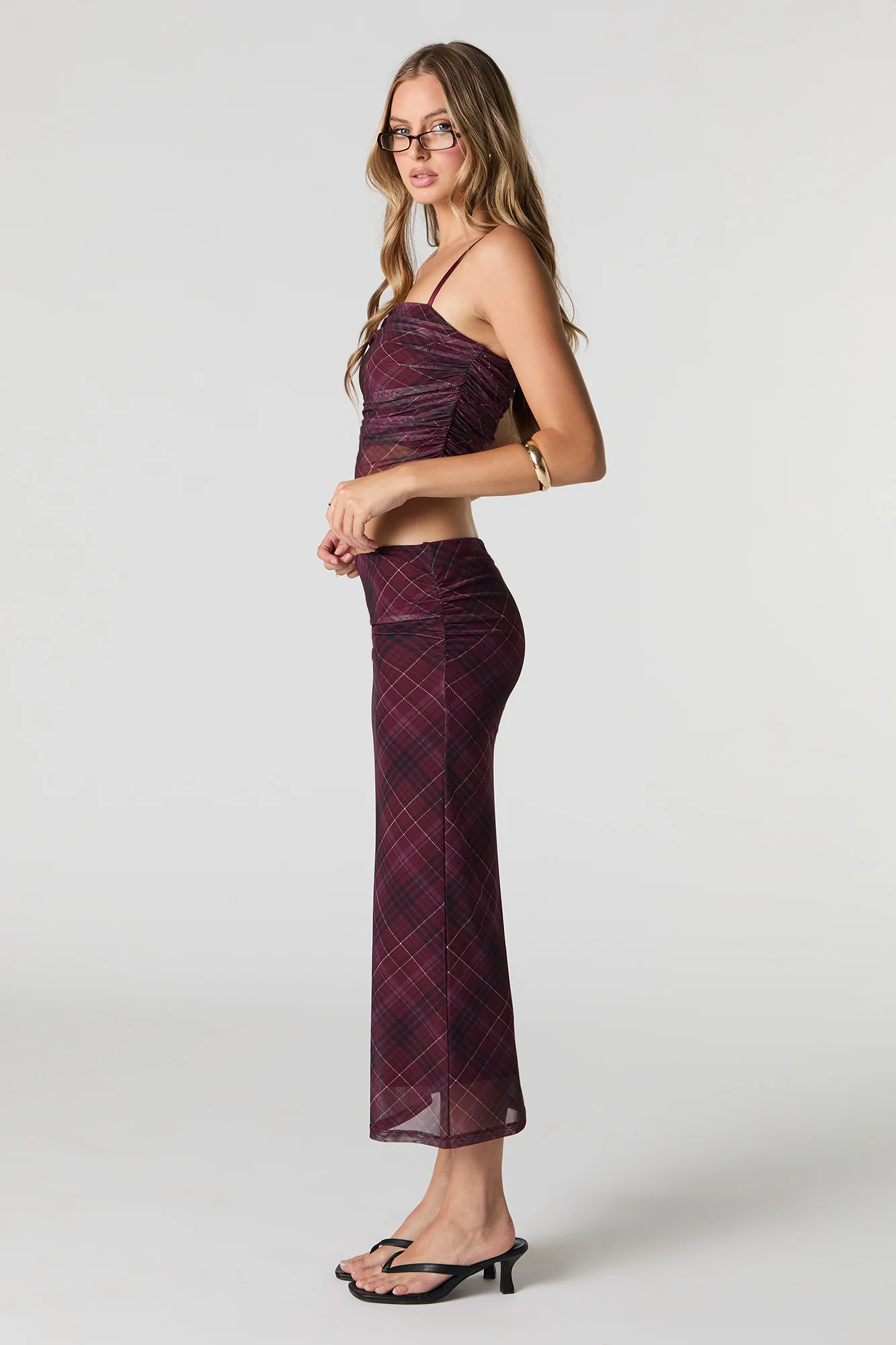 Jupe midi ruchée en filet - Image 8