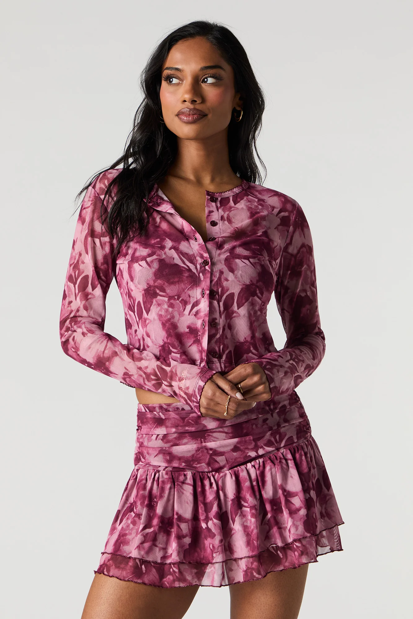 Mesh Button-Up Cardigan - Image 4