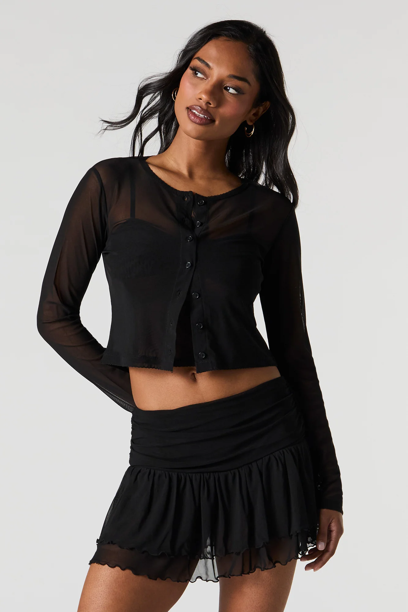 Mesh Button-Up Cardigan - Image 5